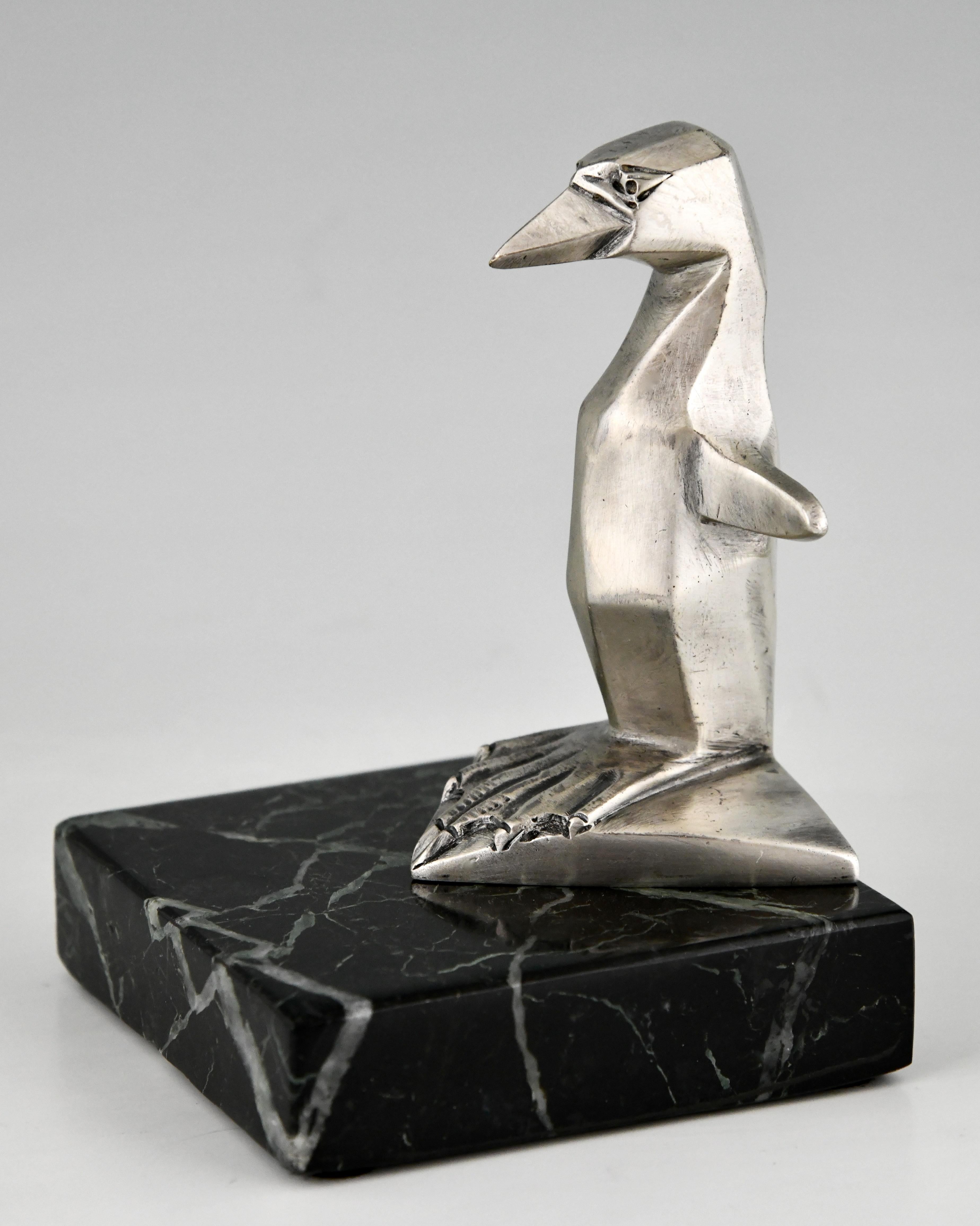 Art Deco bronze penguin bookends Gaston H Bourcart France 1930 1