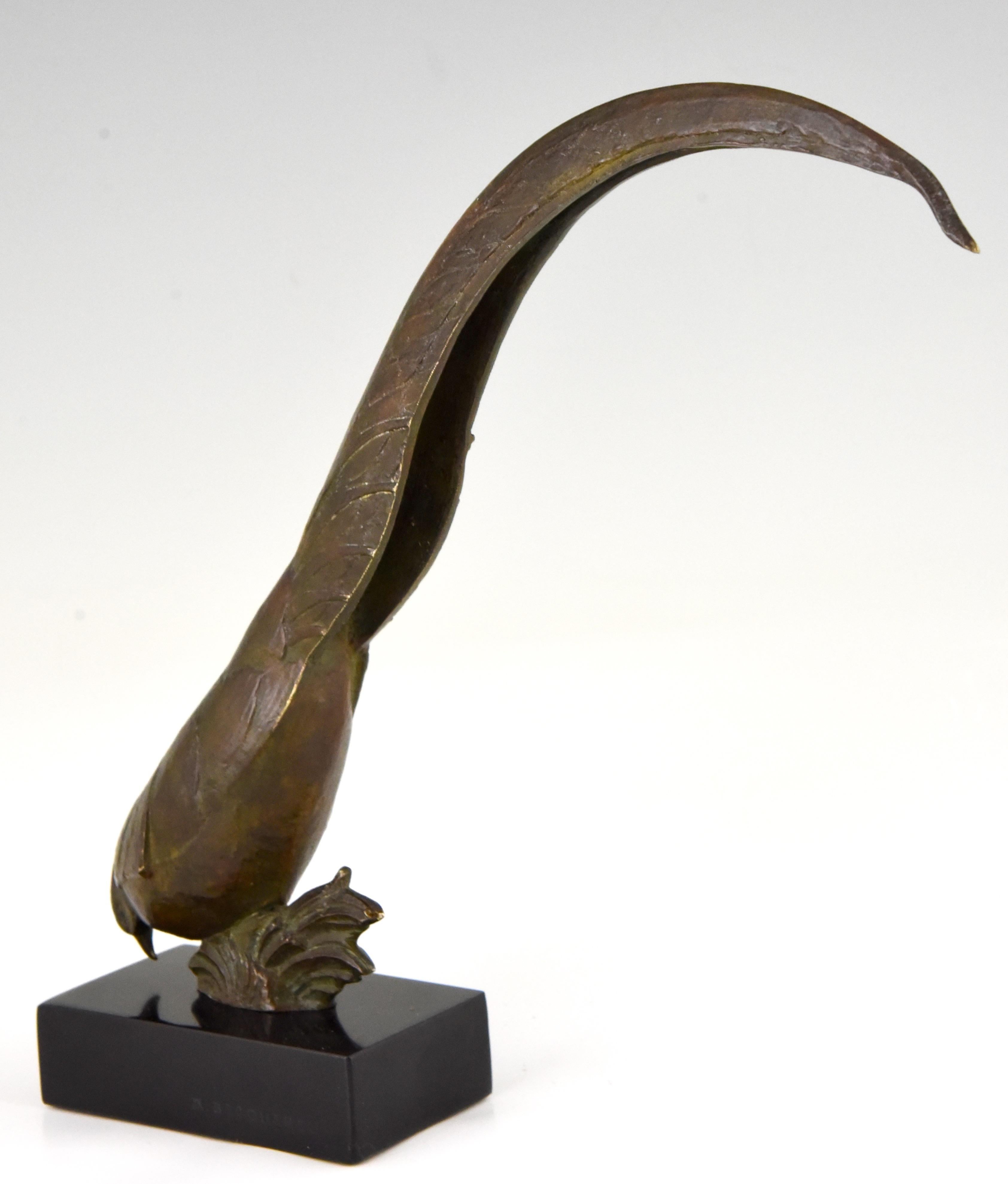 Early 20th Century Art Deco bronze pheasant sculpture Andre Vincent Becquerel  1925 France