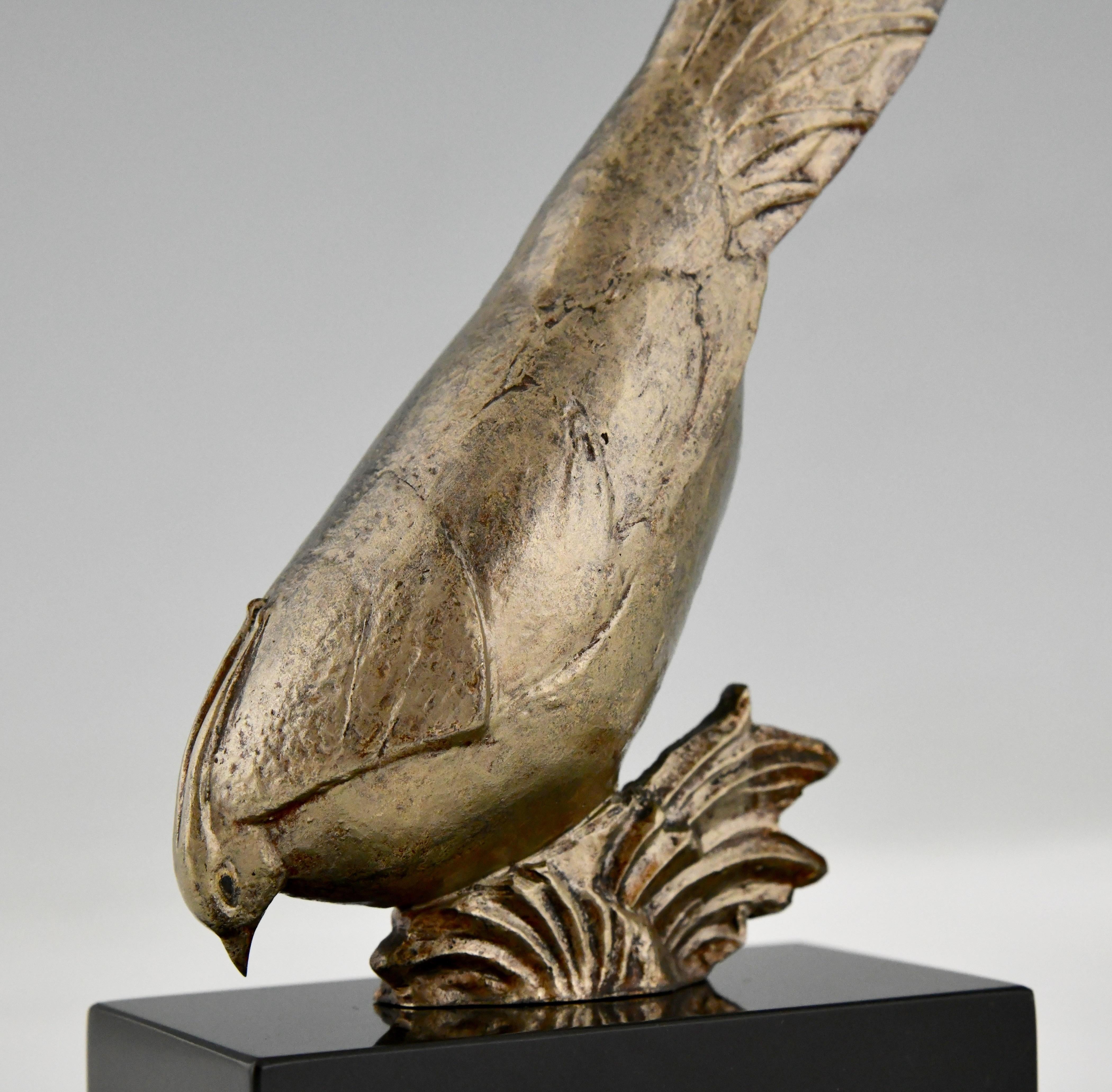 Art Deco Bronze Pheasant Sculpture by André Vincent Becquerel, France 1925 For Sale 4