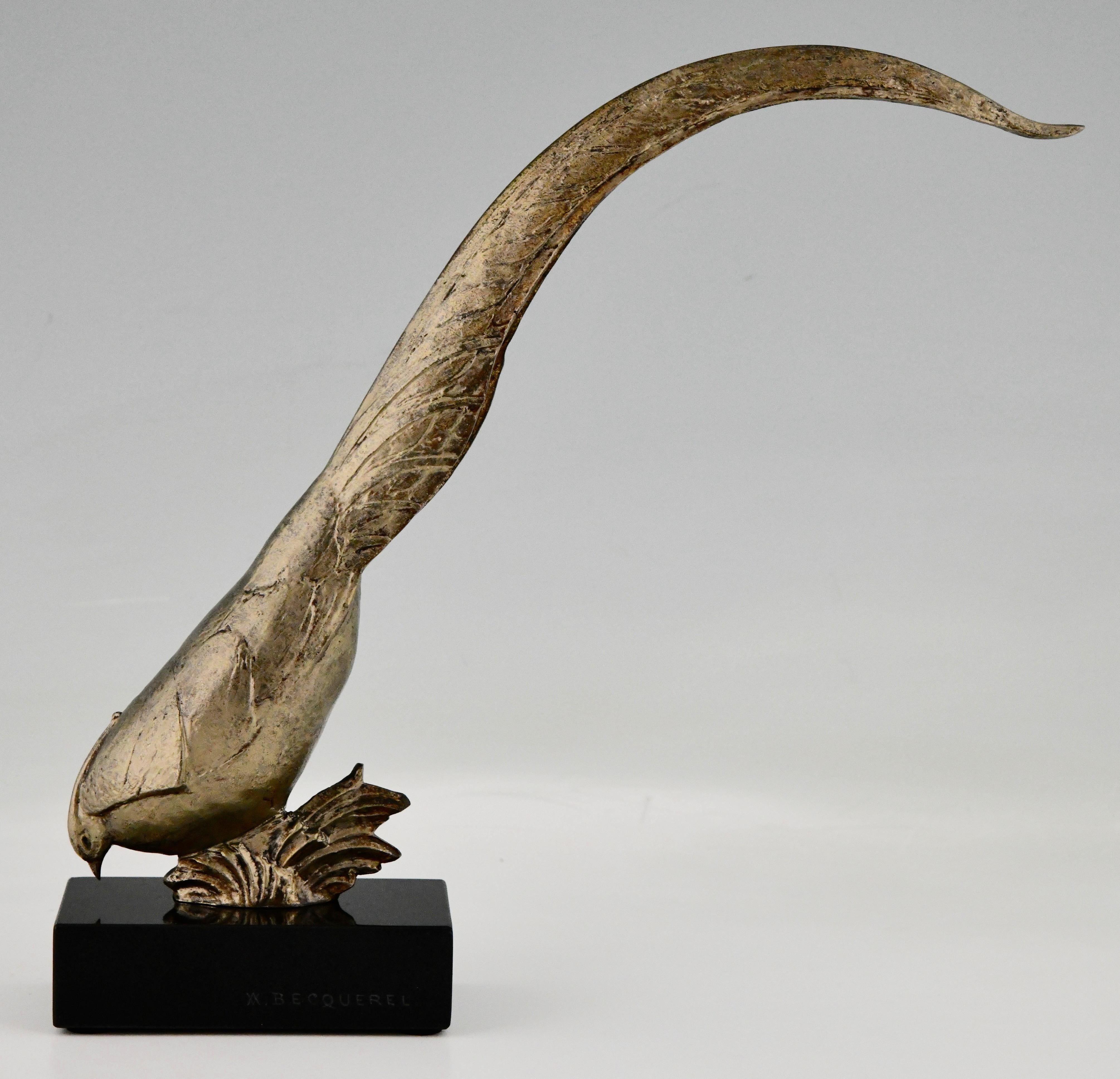 Early 20th Century Art Deco Bronze Pheasant Sculpture by André Vincent Becquerel, France 1925 For Sale