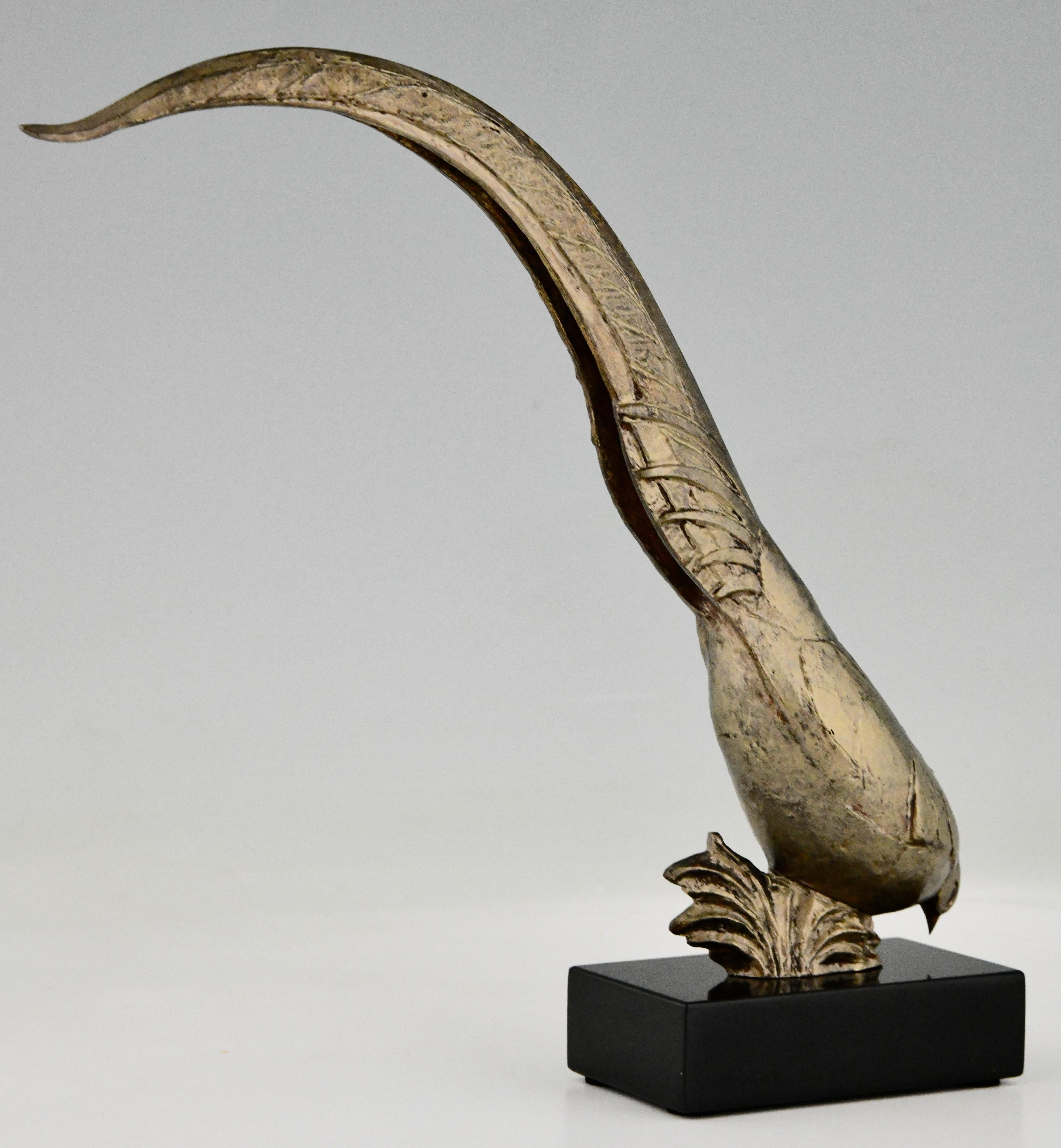 Art Deco Bronze Pheasant Sculpture by André Vincent Becquerel, France 1925 For Sale 3
