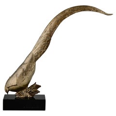 Antique Art Deco Bronze Pheasant Sculpture by André Vincent Becquerel, France 1925