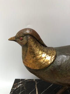 Art Deco Bronze Pheasant Signed L. Carvin