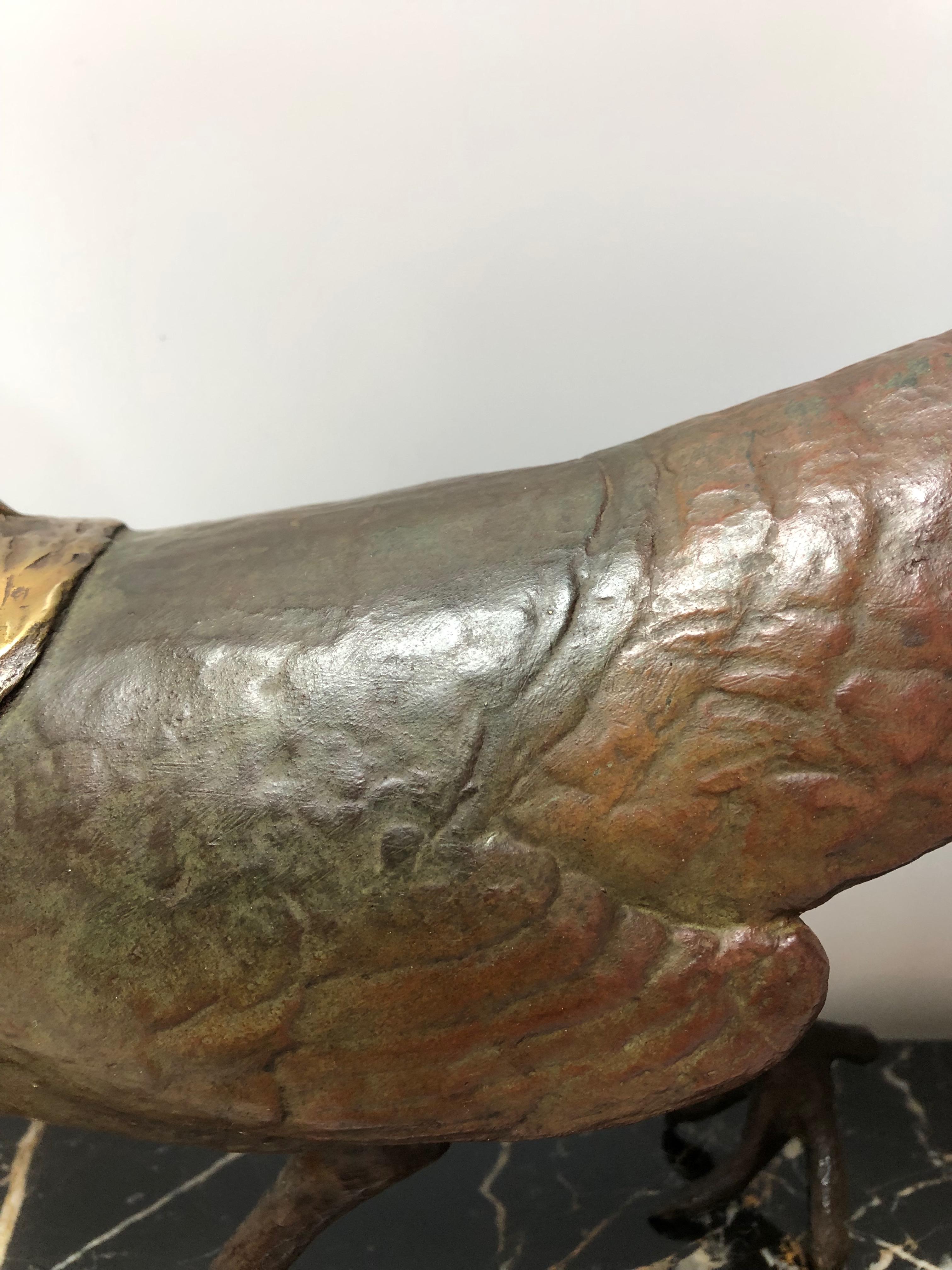 French Art Deco Bronze Pheasant Signed L. Carvin For Sale