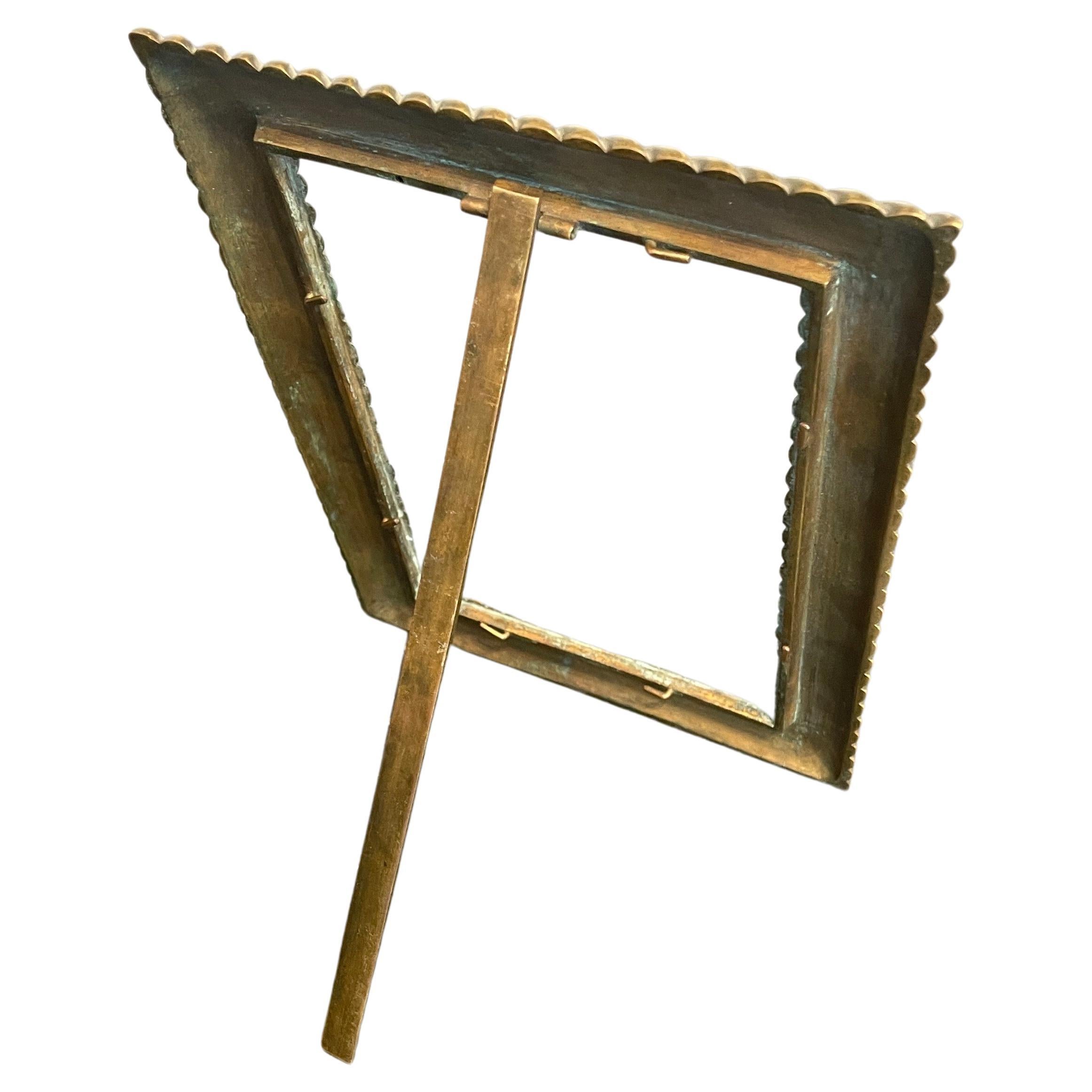 Bronzed Art Deco Bronze Picture Frame or Vanity Mirror For Sale