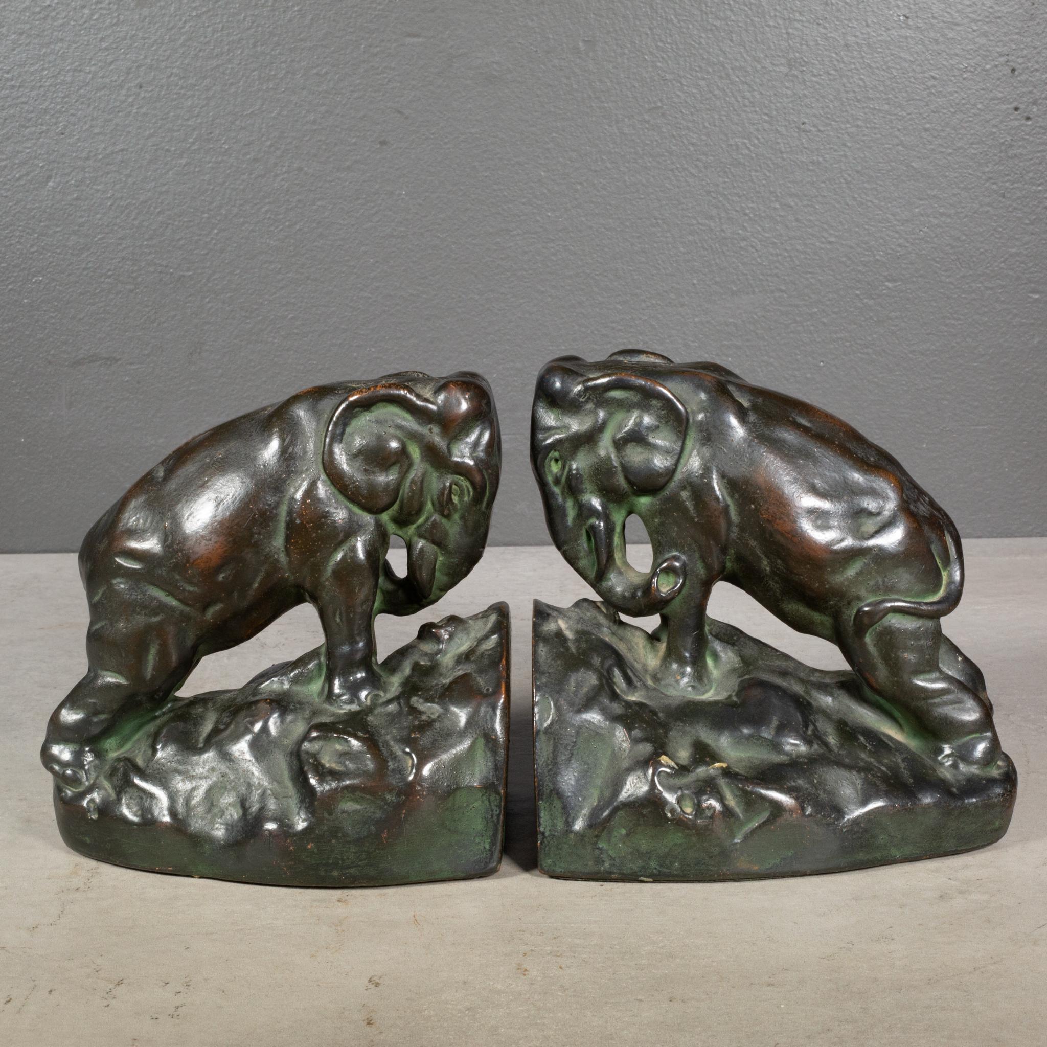 Art Deco Bronze Plated Elephant Bookends c.1920-1930 In Good Condition In San Francisco, CA