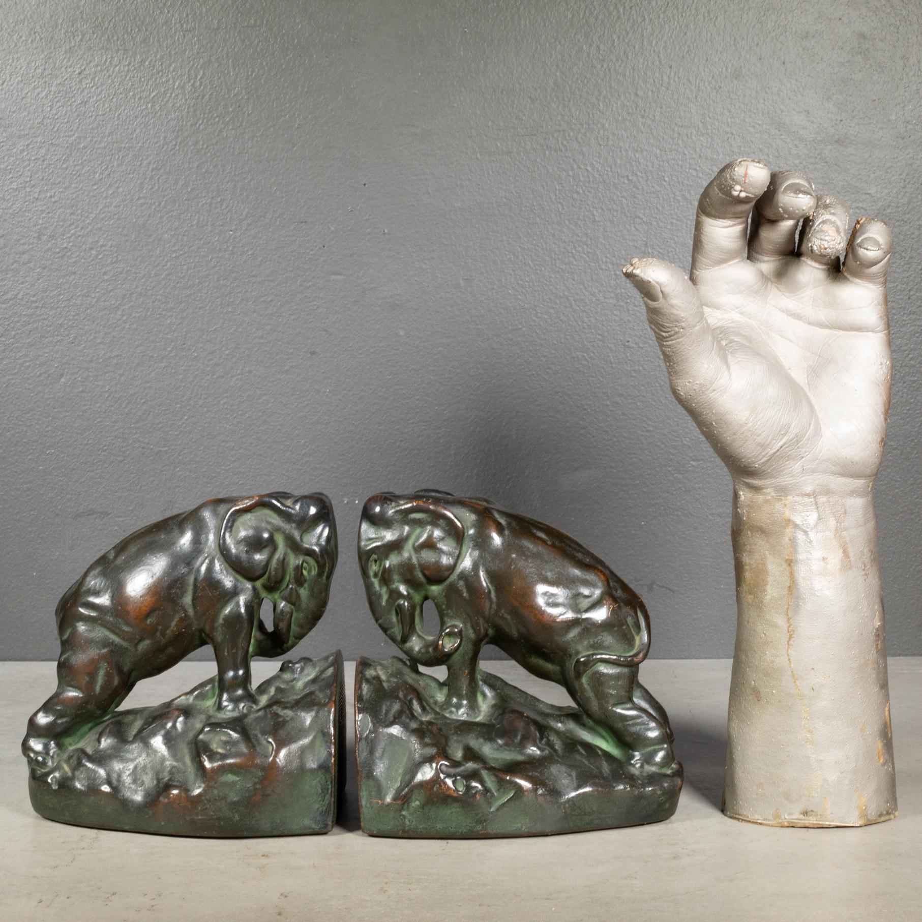 Art Deco Bronze Plated Elephant Bookends c.1920-1930 1
