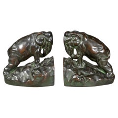 Art Deco Bronze Plated Elephant Bookends c.1920-1930