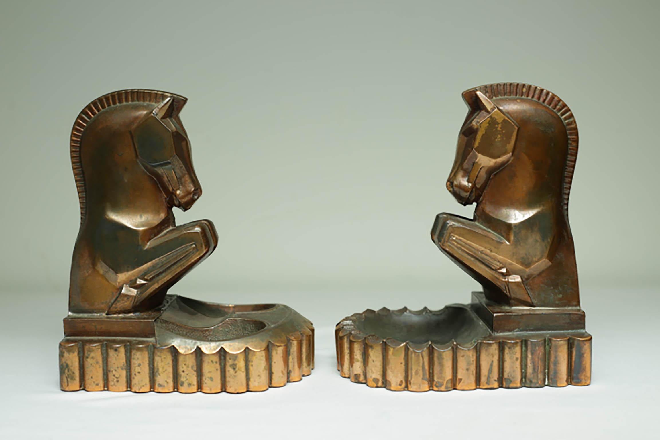 Art Deco Bronze Plated Horse Bookend/Pipe Holder, circa 1930s In Excellent Condition In San Francisco, CA
