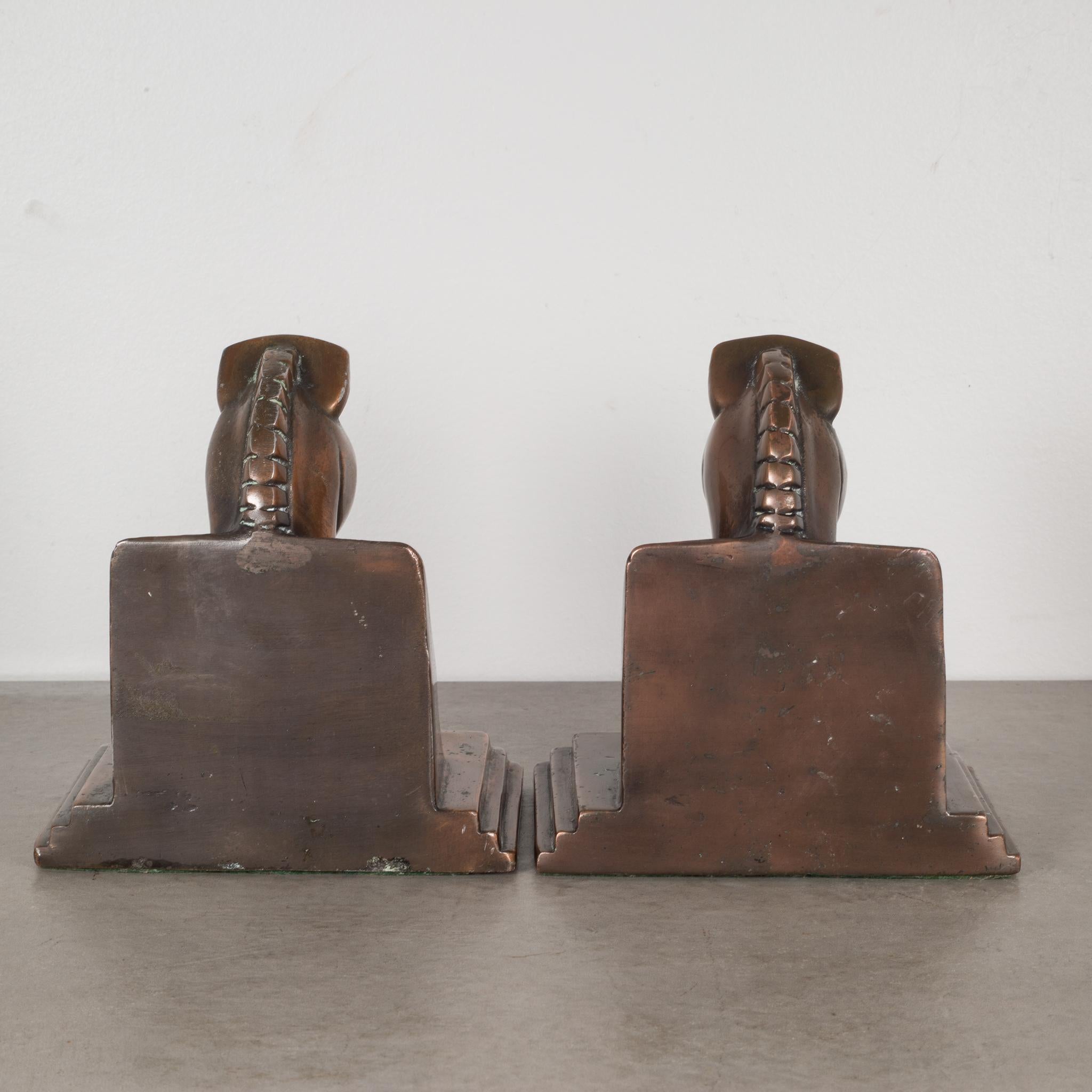 Felt Art Deco Bronze-Plated Horse and Buttress Bookends, circa 1930