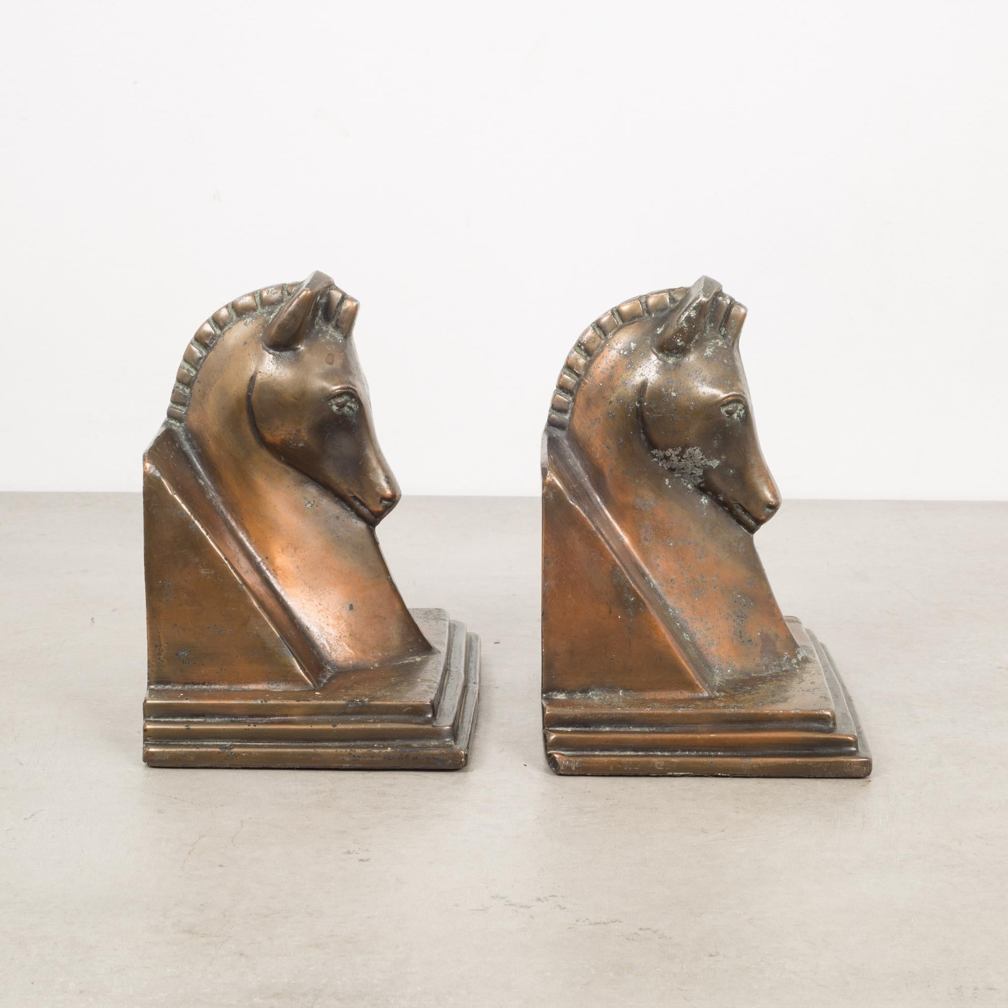 Art Deco Bronze-Plated Horse Buttress Bookends, circa 1930 1