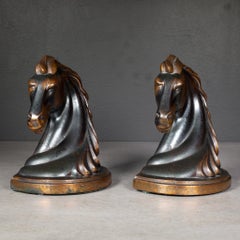Art Deco Bronze Plated Horse Head Bookends c.1930