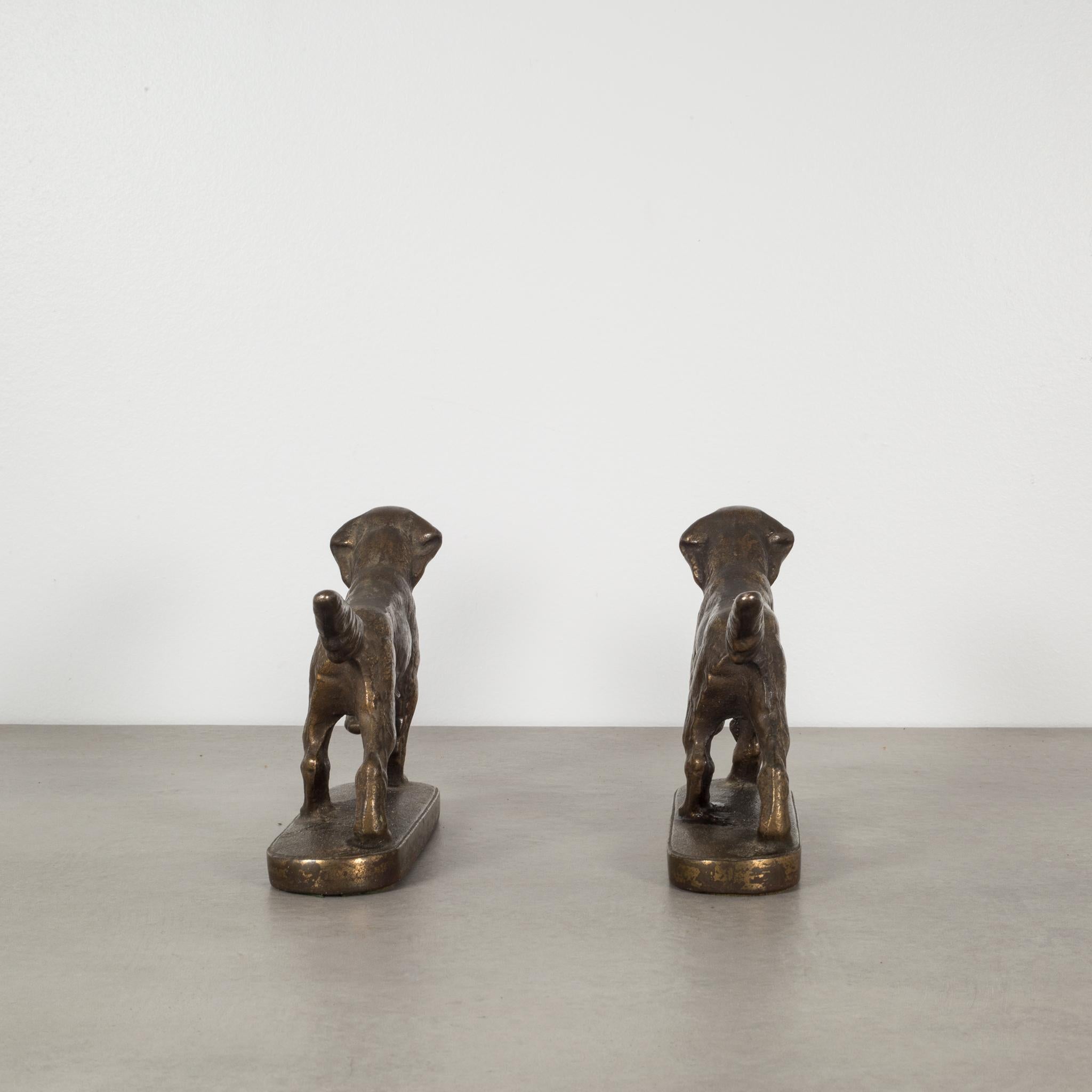 20th Century Art Deco Bronze-Plated Pointer Dog Bookends, circa 1940