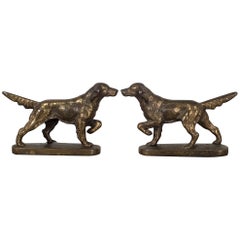 Art Deco Bronze-Plated Pointer Dog Bookends, circa 1940