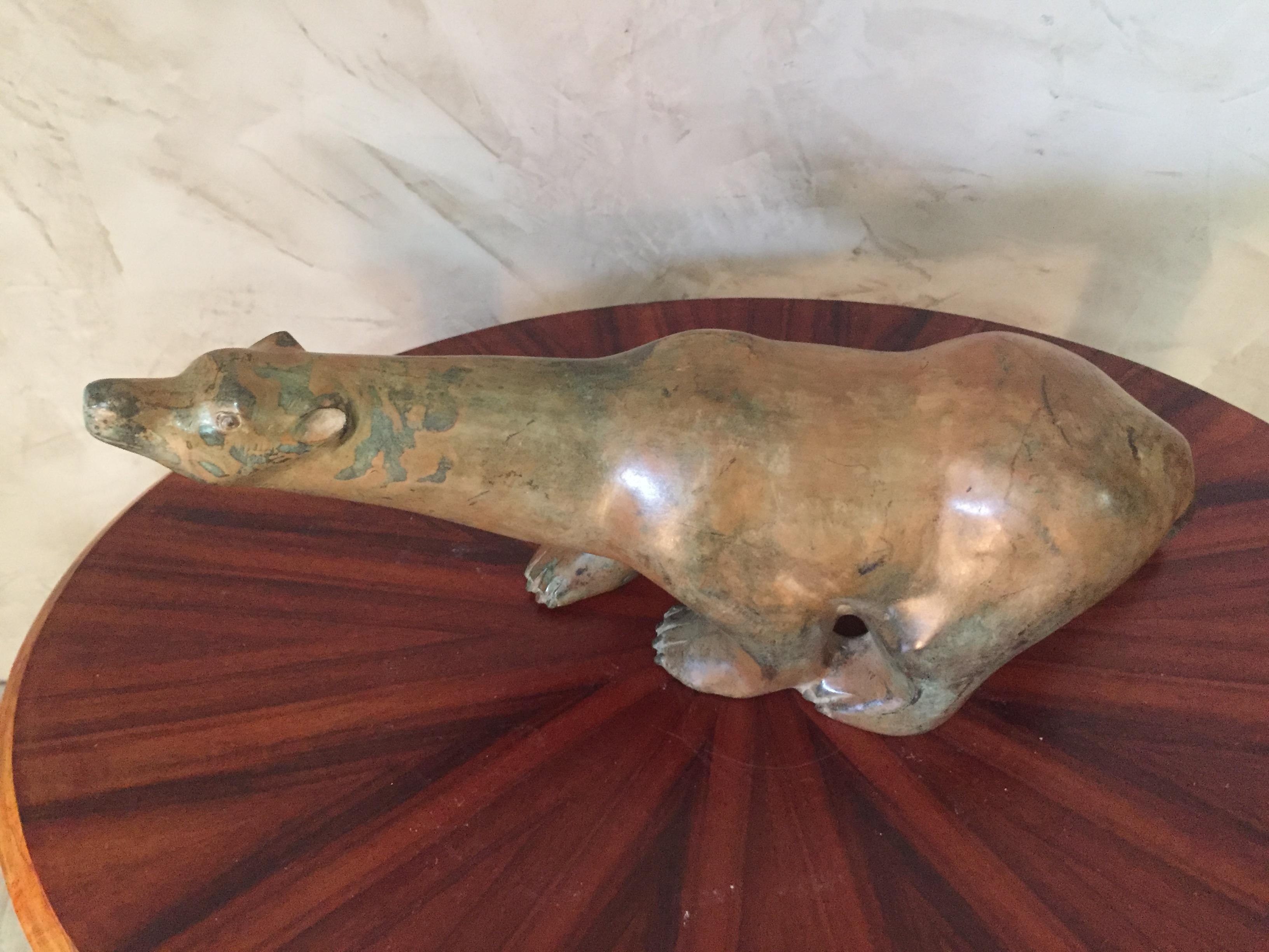 French Art Deco Bronze Polar Bear Signed Pierre Chenet
