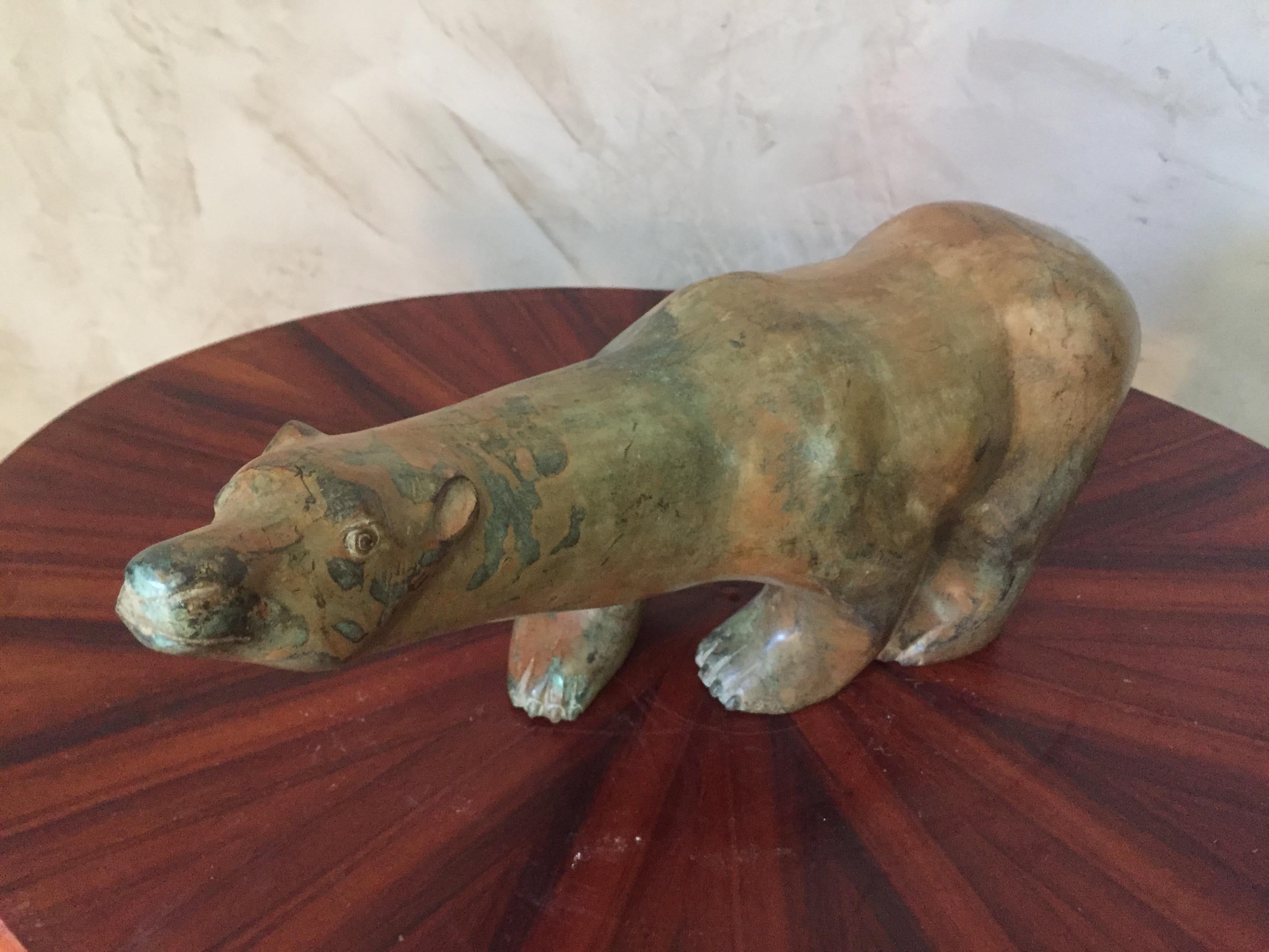 Mid-20th Century Art Deco Bronze Polar Bear Signed Pierre Chenet