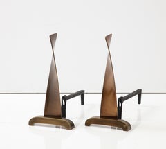 Art Deco Bronze Propeller Andirons