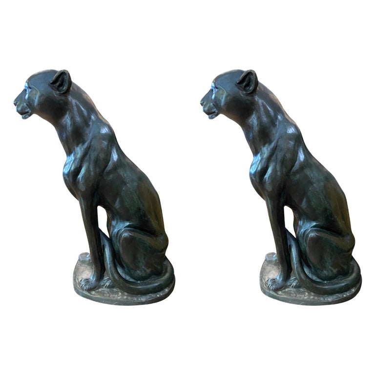 Art Deco Bronze Puma Animal Pair of Sculpture Statue Decorative at 1stDibs  | bronze puma statue, bronze puma sculpture, puma statue
