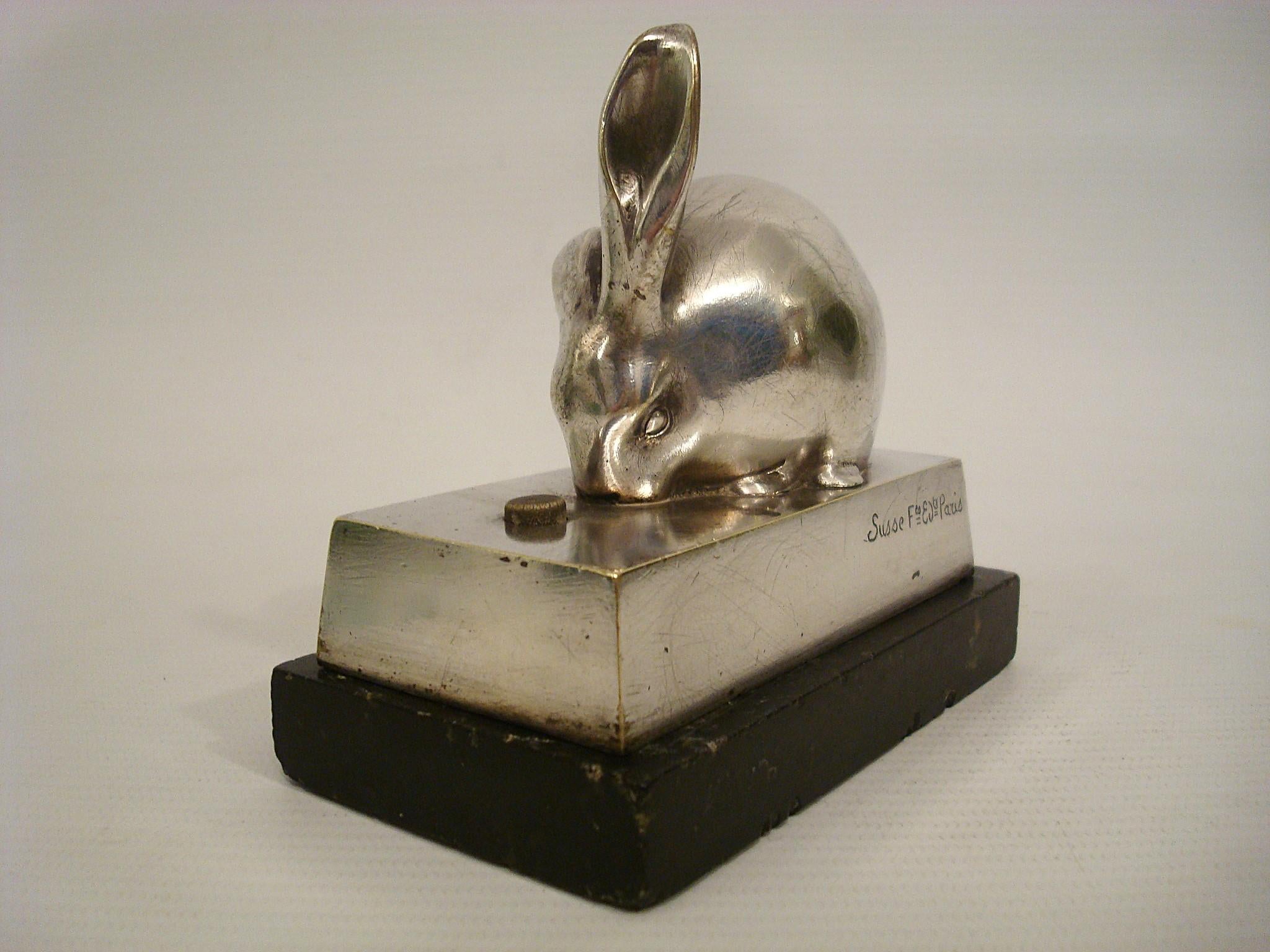 Anneau de cloche de table en bronze Art Déco en forme de lapin par Edouard-Marcel Sandoz 1920s en vente 2