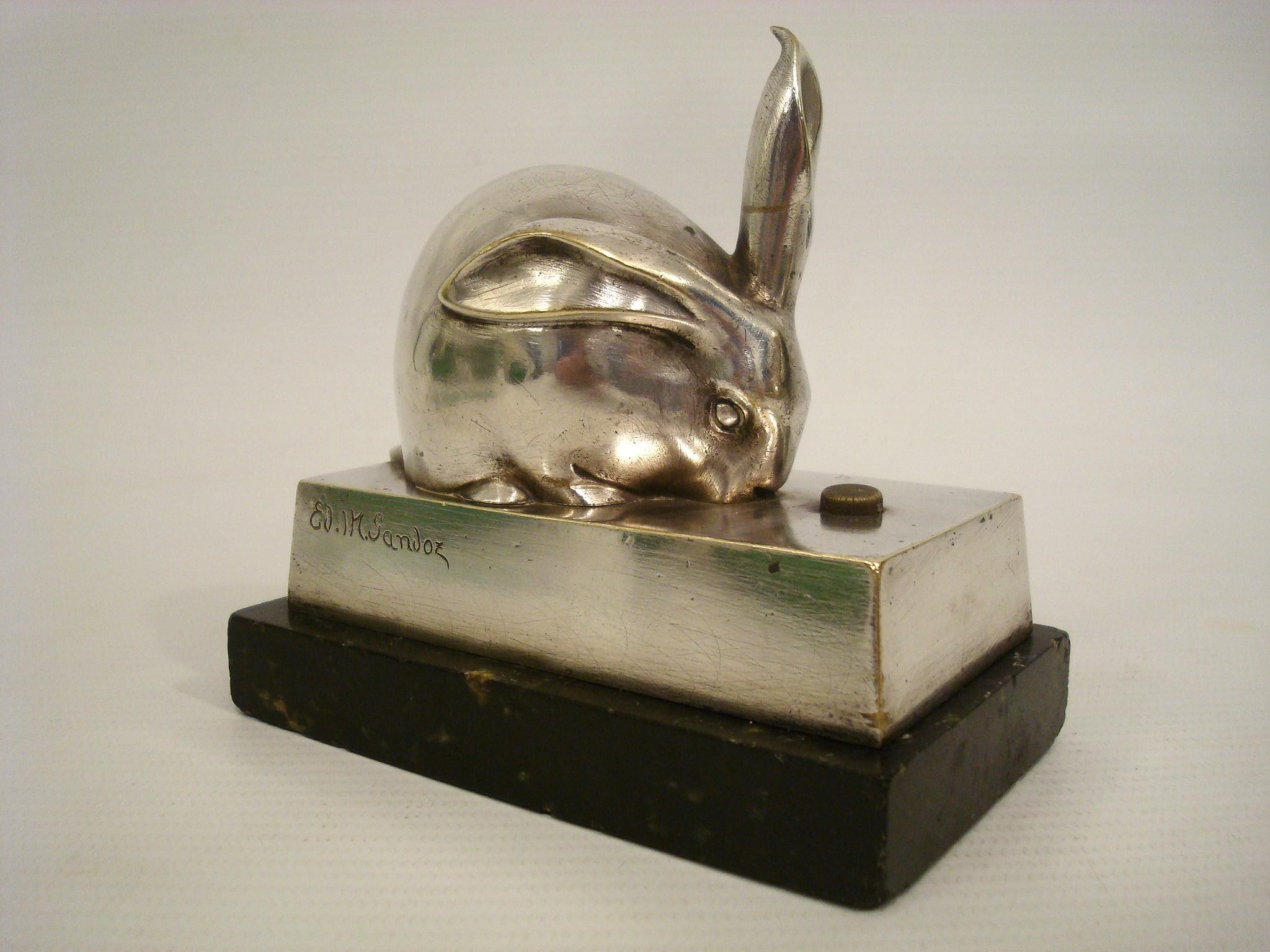 Anneau de cloche de table en bronze Art Déco en forme de lapin par Edouard-Marcel Sandoz 1920s en vente 1