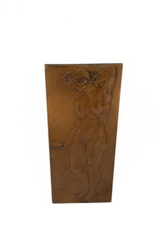 Art Deco Bronze Relief with nude women motiv original patina around 1920