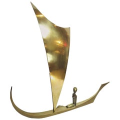 Art Deco Bronze Sailboat Sculpture by Karl Hagenauer