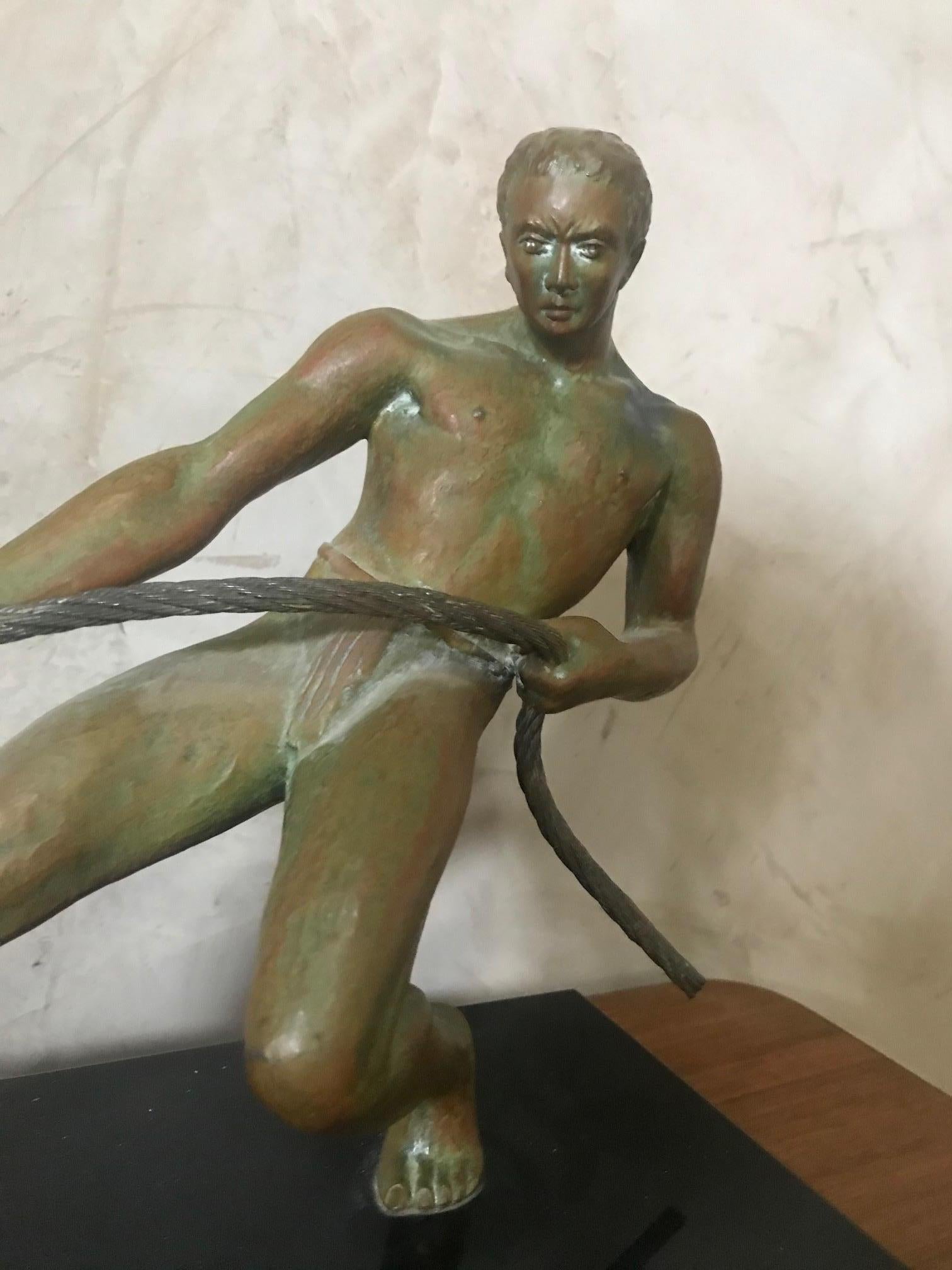 Art Deco Bronze Salvatore Riolo Sculpture, 1930s In Good Condition In LEGNY, FR