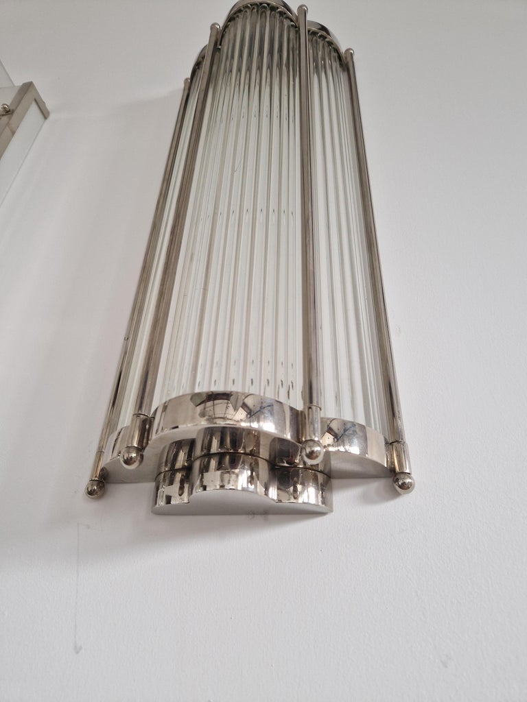 Art Deco Bronze Sconce with nickel finish For Sale at 1stDibs