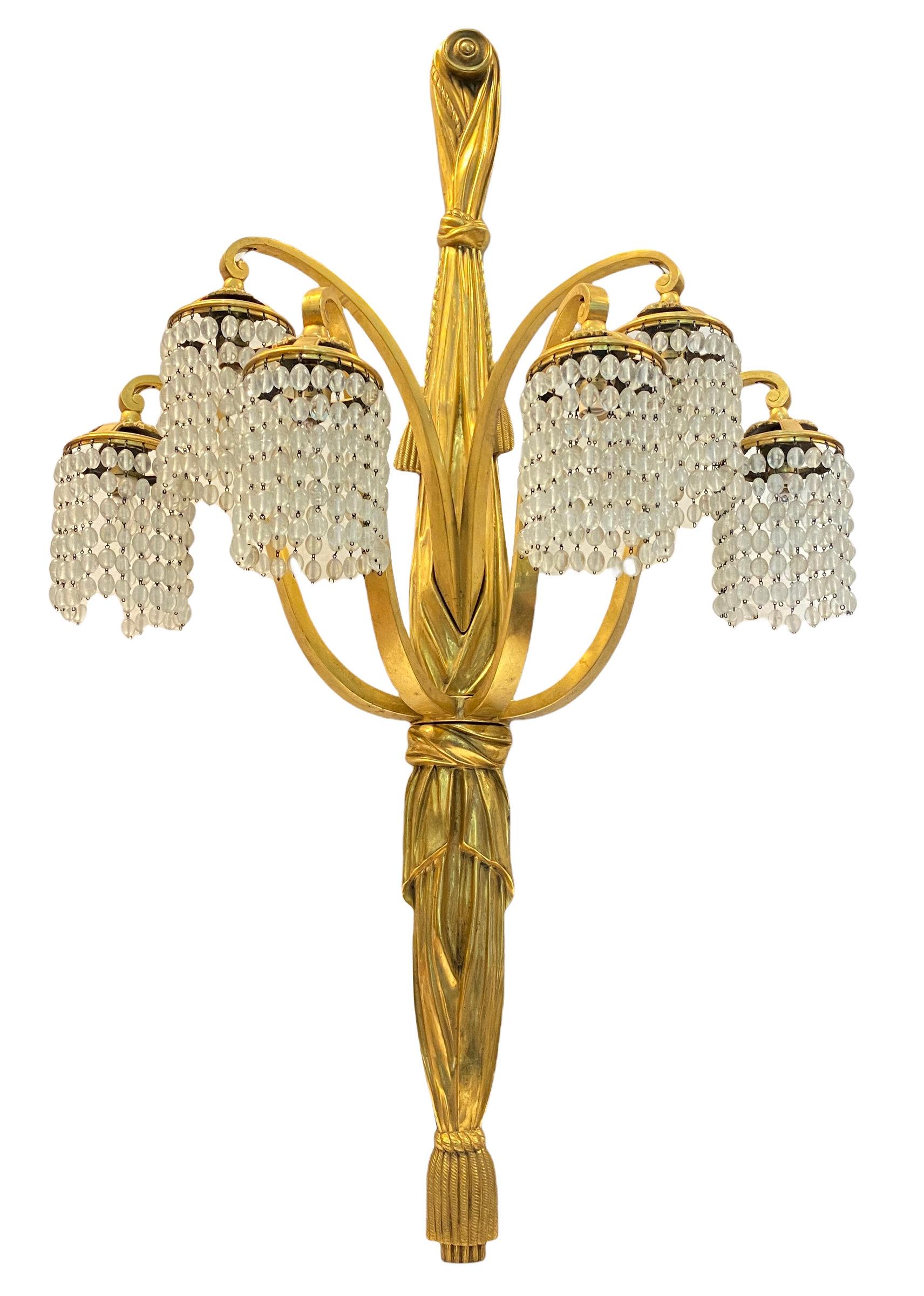 French Art Deco Bronze Sconces Attributed to Louis Süe and André Mare For Sale
