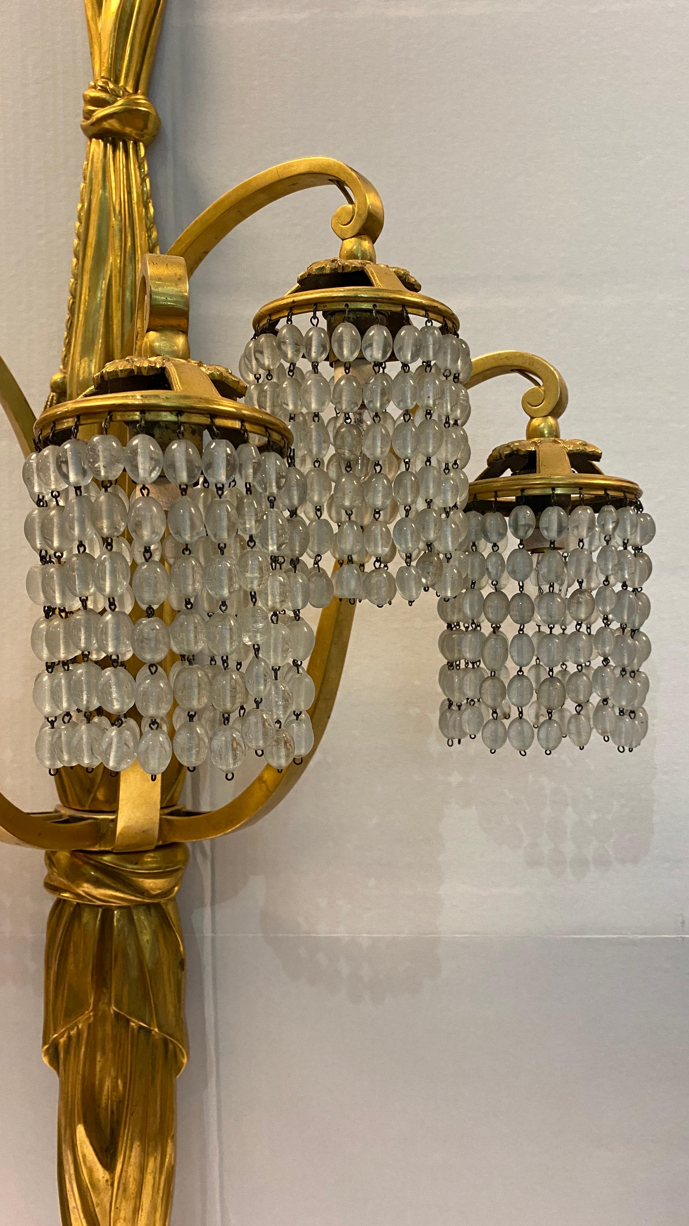 Gilt Art Deco Bronze Sconces Attributed to Louis Süe and André Mare For Sale