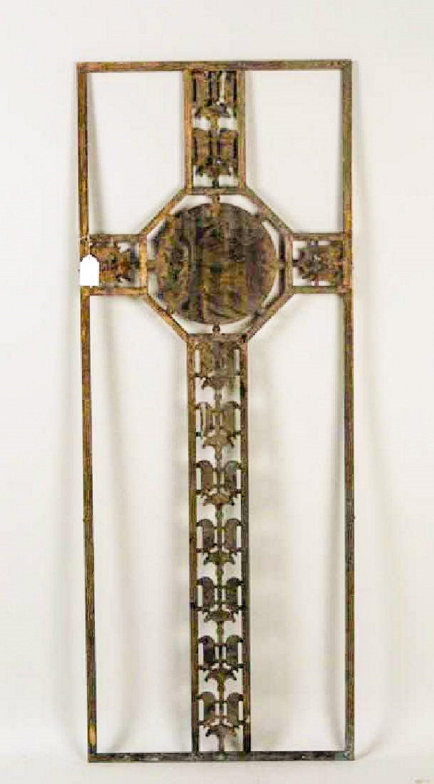 French Art Deco Bronze Screen with Gilded Medallion of King Croesus