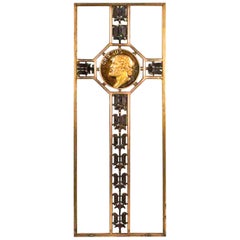 Art Deco Bronze Screen with Gilded Medallion of King Croesus