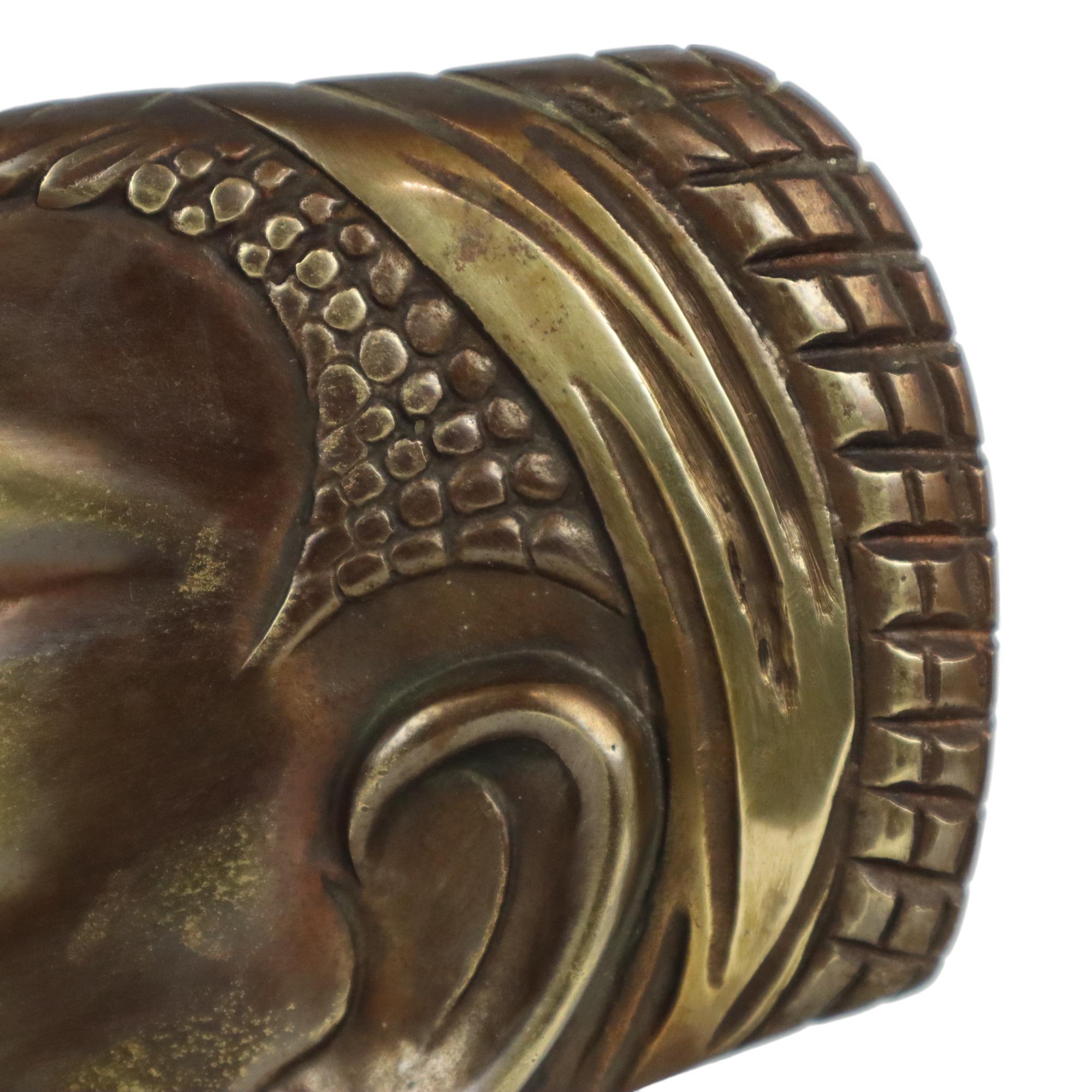 European Art Deco Bronze Sculpture African Woman Green Marble Hagenauer For Sale
