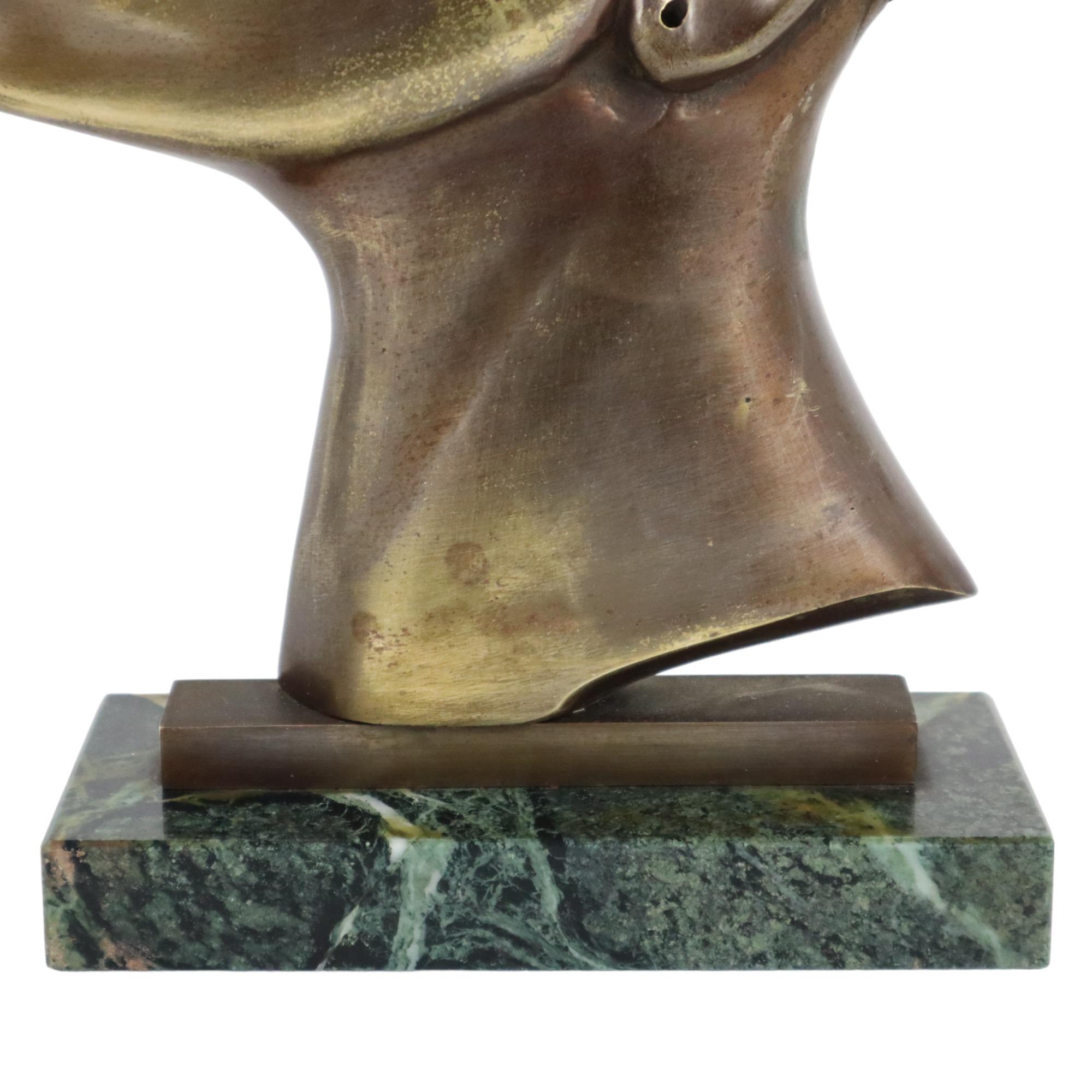 Art Deco Bronze Sculpture African Woman Green Marble Hagenauer In Good Condition For Sale In Poperinge, BE