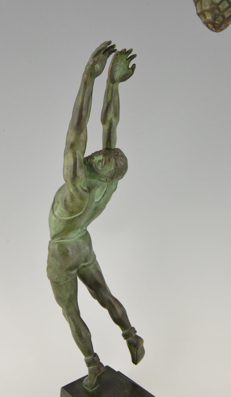 Art Deco Bronze Sculpture Basketball Player Reverse Dunk G. E. Mardini