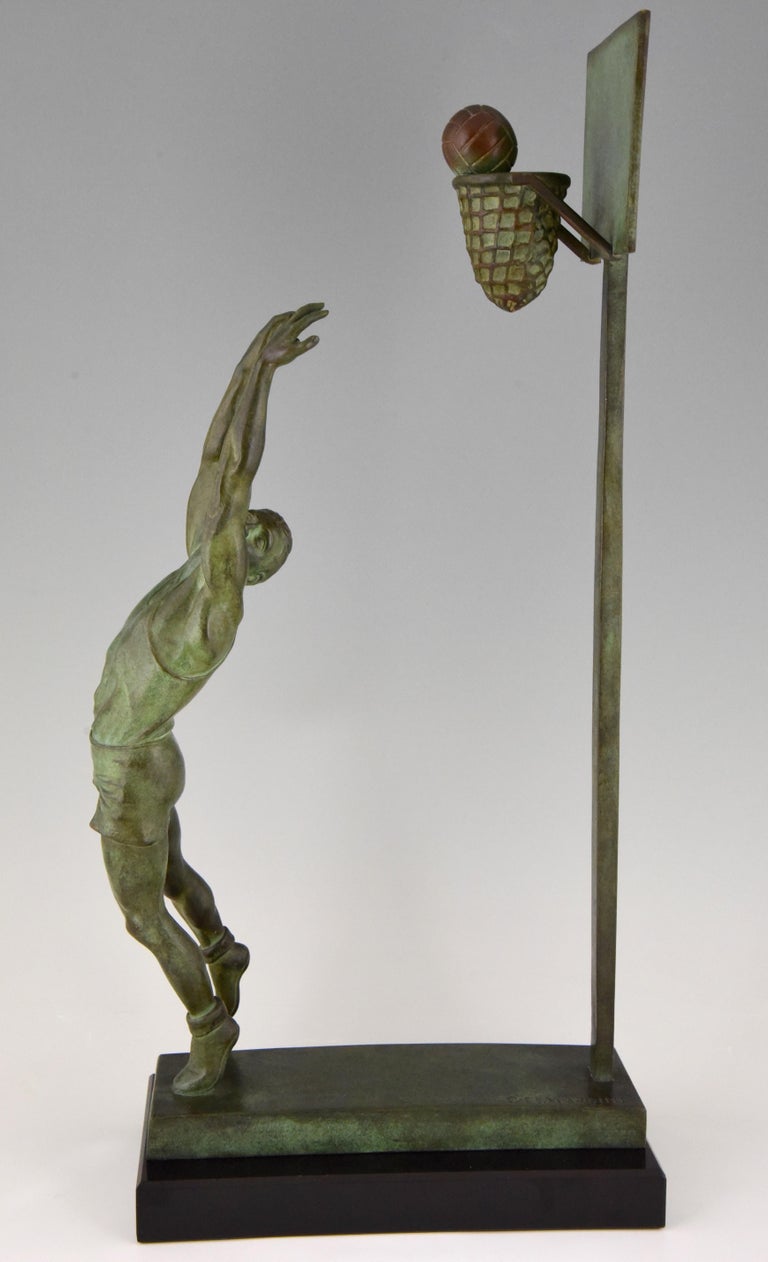Art Deco Bronze Sculpture Basketball Player Reverse Dunk G. E. Mardini