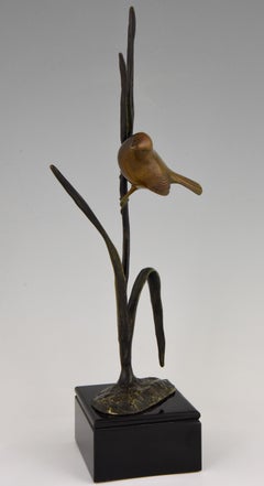 Art Deco Bronze Sculpture Oiseau sur une Branch Irenee Rochard 1930 France