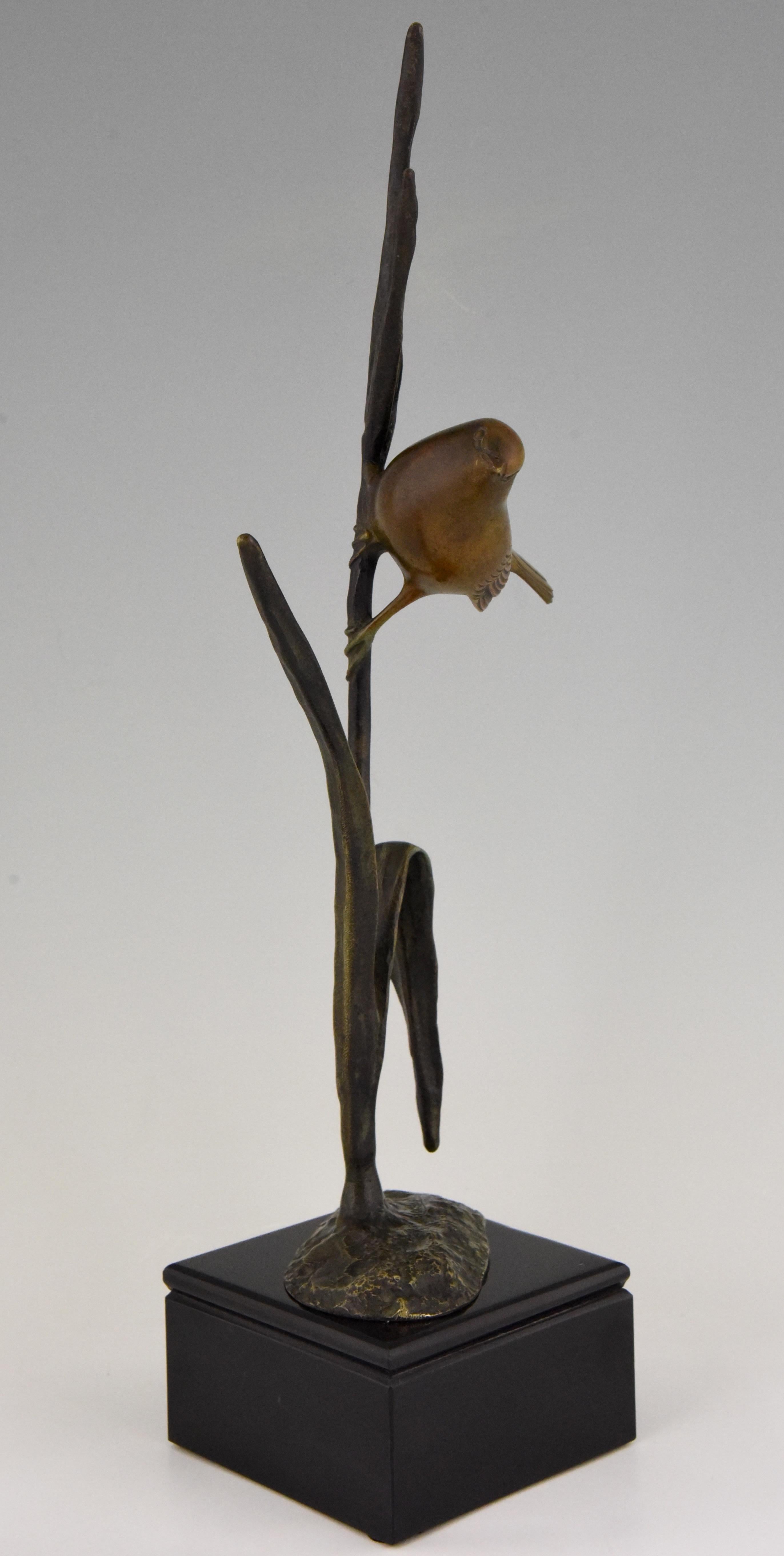 French Art Deco Bronze Sculpture Bird on a Branch Irenee Rochard 1930 France