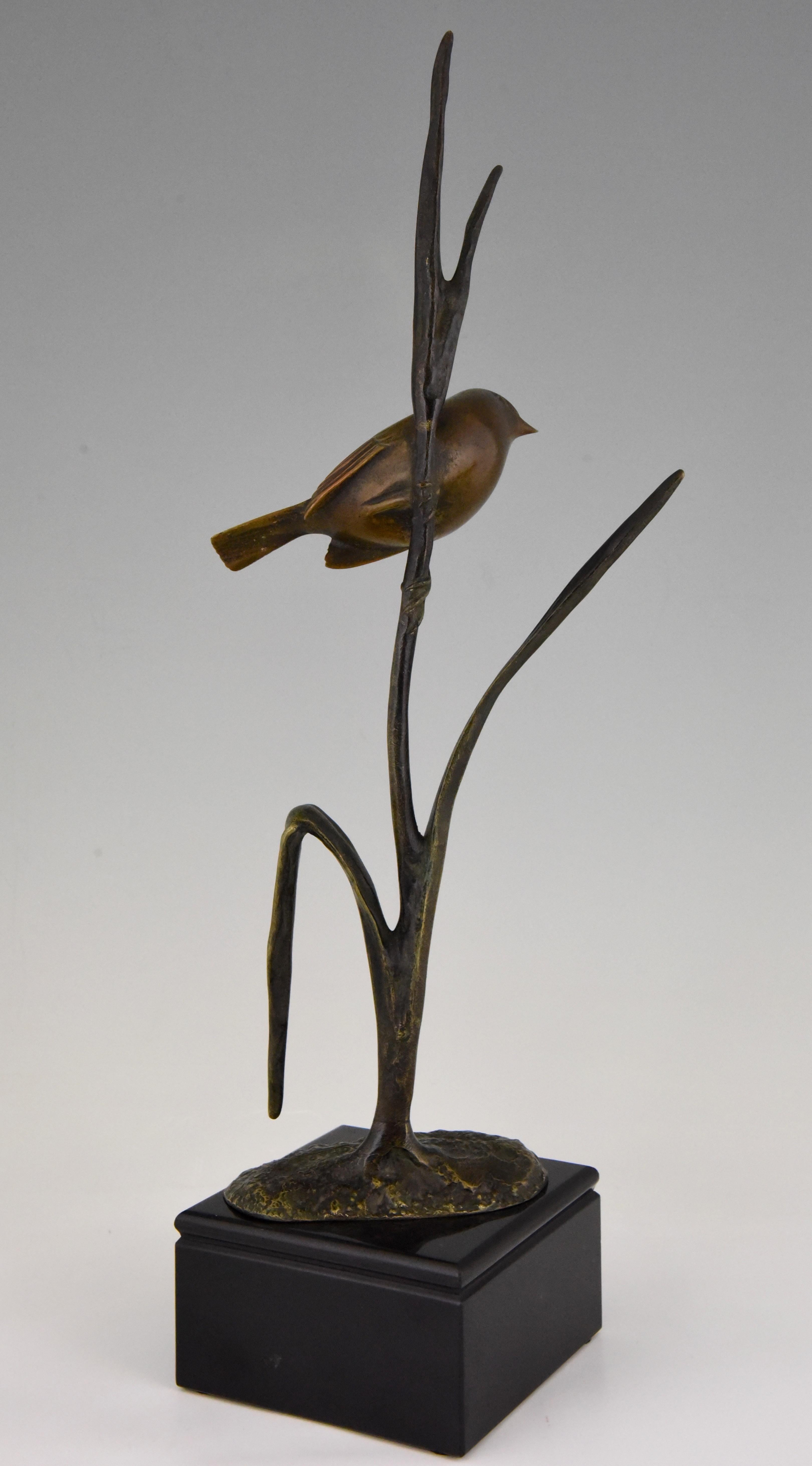 Art Deco Bronze Sculpture Bird on a Branch Irenee Rochard 1930 France In Good Condition In Antwerp, BE