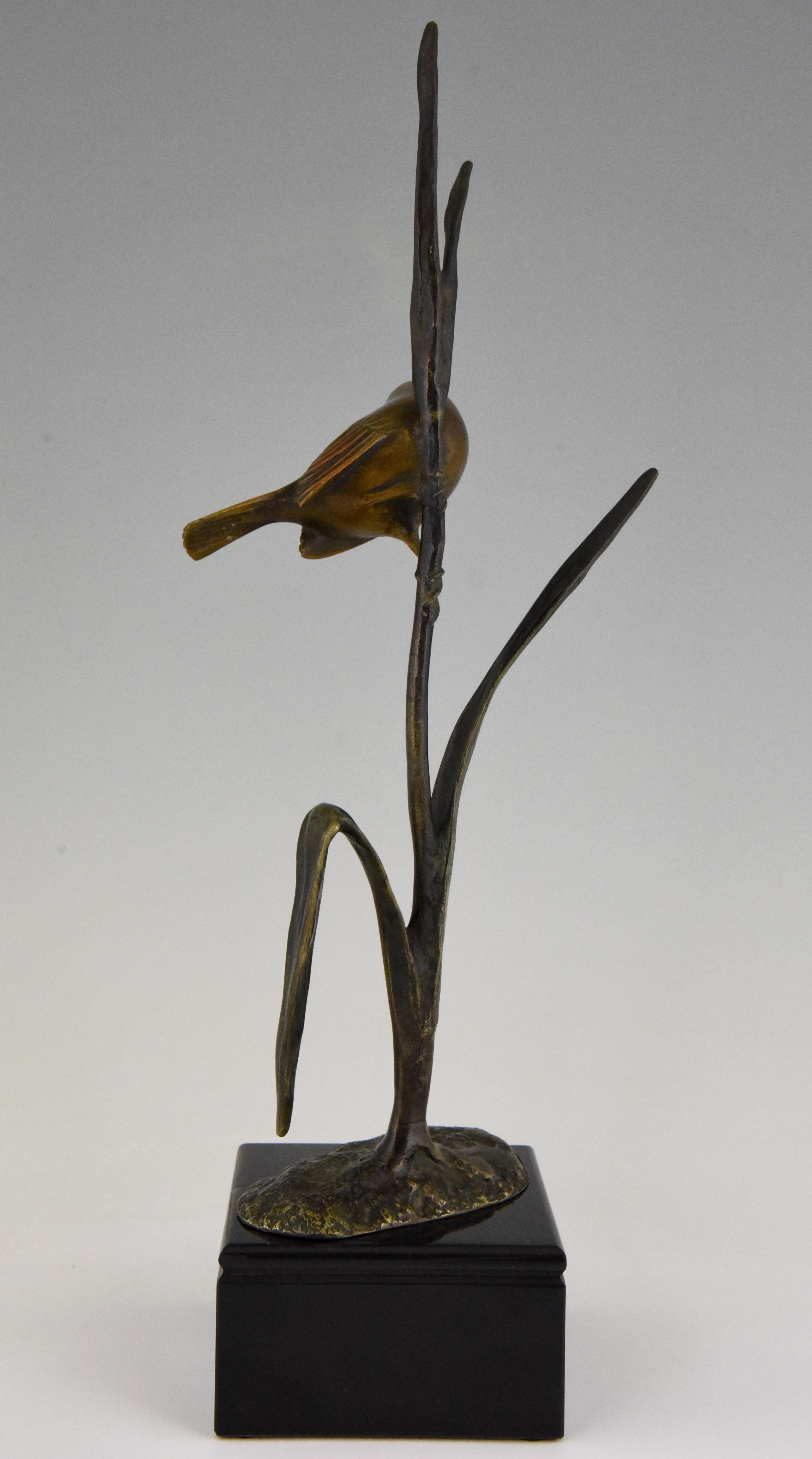 Mid-20th Century Art Deco Bronze Sculpture Bird on a Branch Irenee Rochard 1930 France