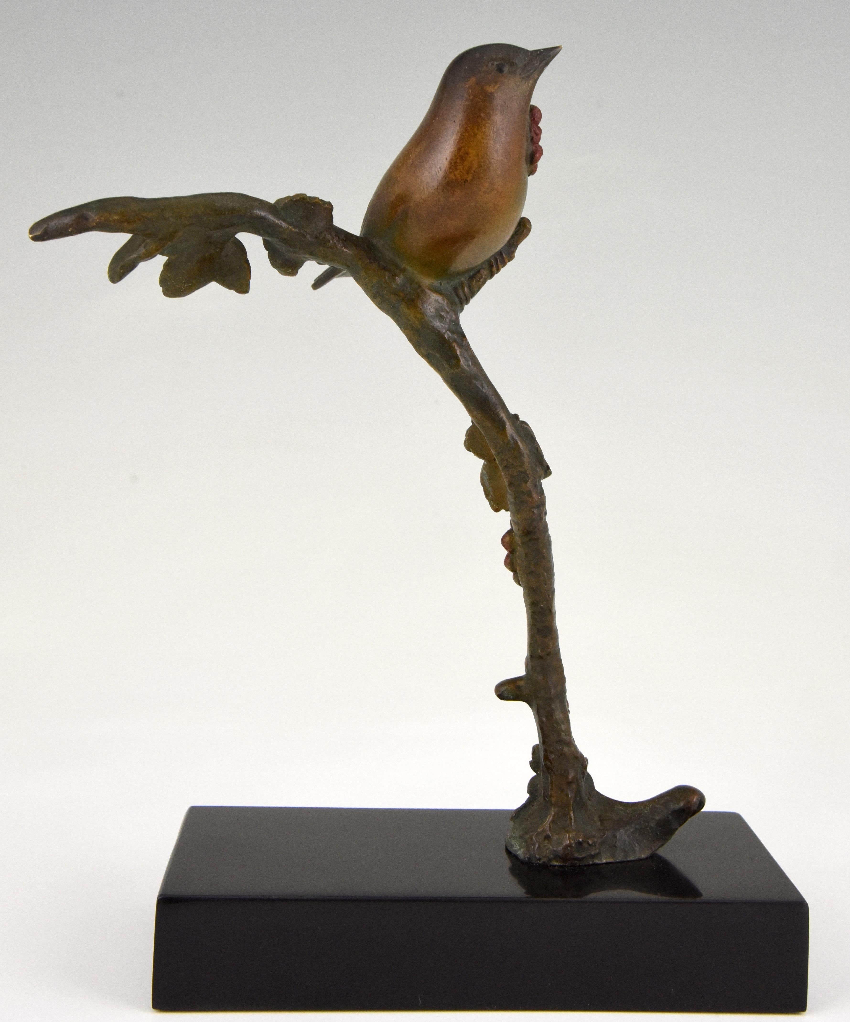 20th Century Art Deco Bronze Sculpture Bird on a Branch, Irénée Rochard, 1930