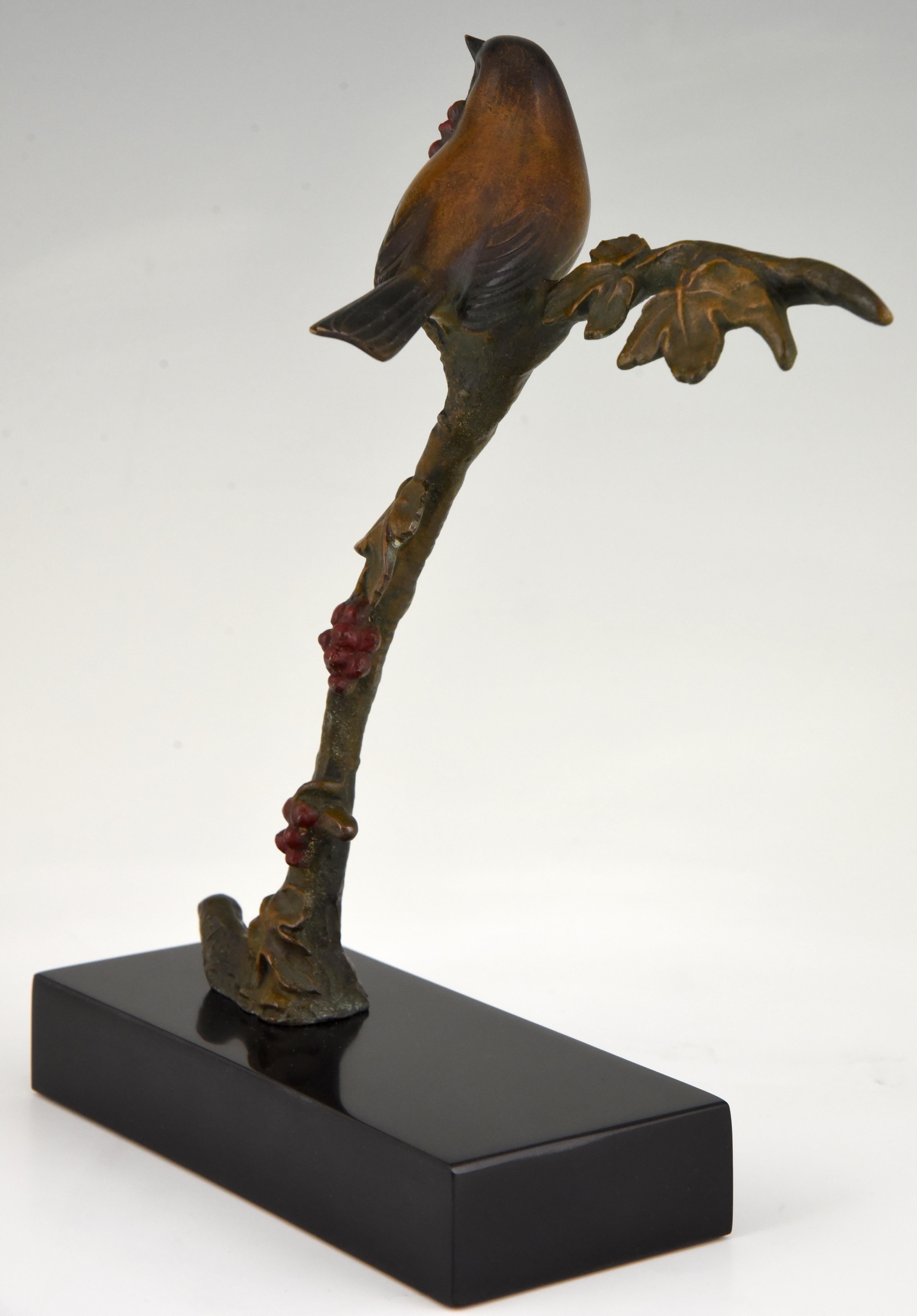 Art Deco Bronze Sculpture Bird on a Branch, Irénée Rochard, 1930 2