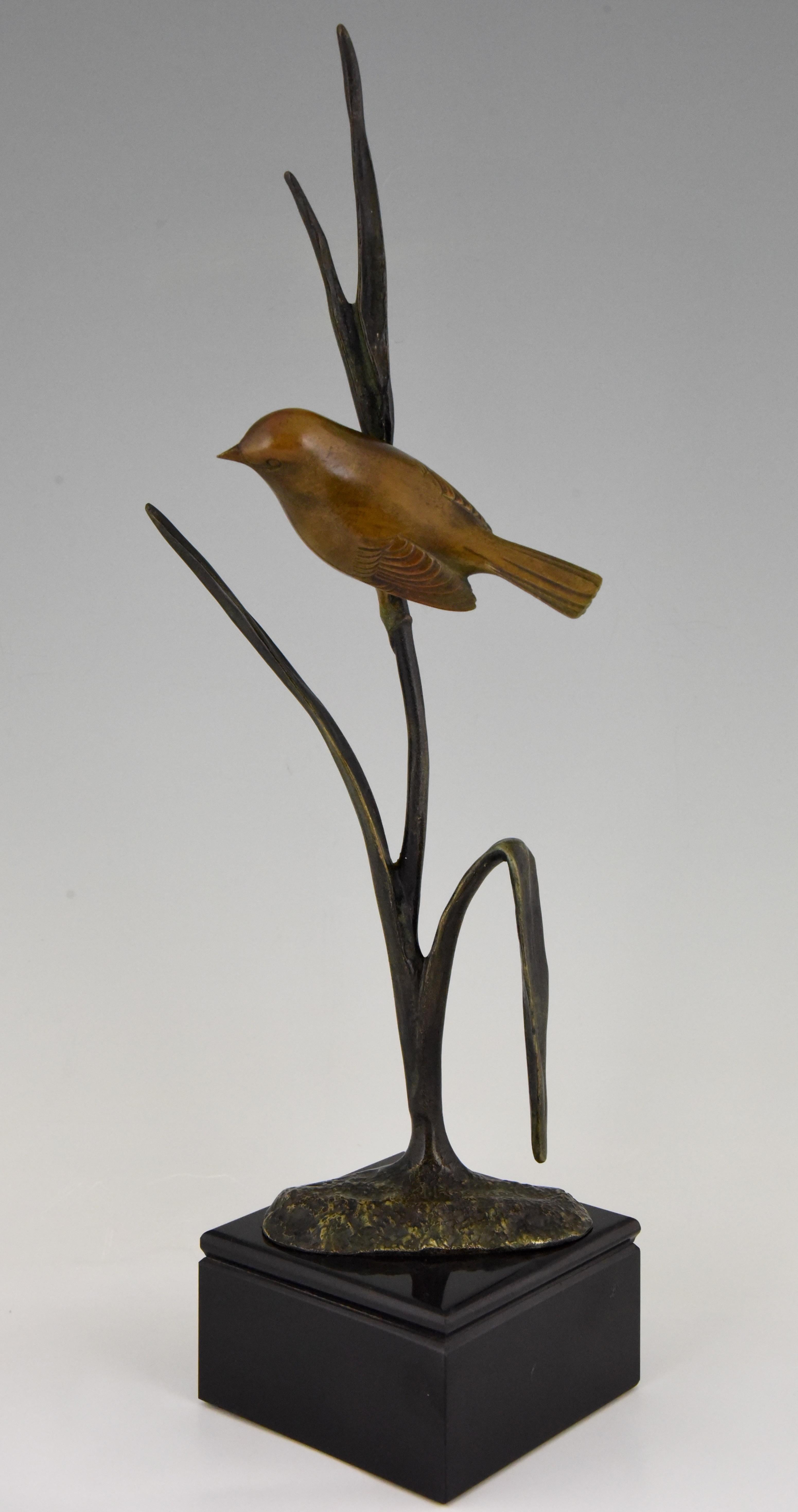 Art Deco Bronze Sculpture Bird on a Branch Irenee Rochard 1930 France 3