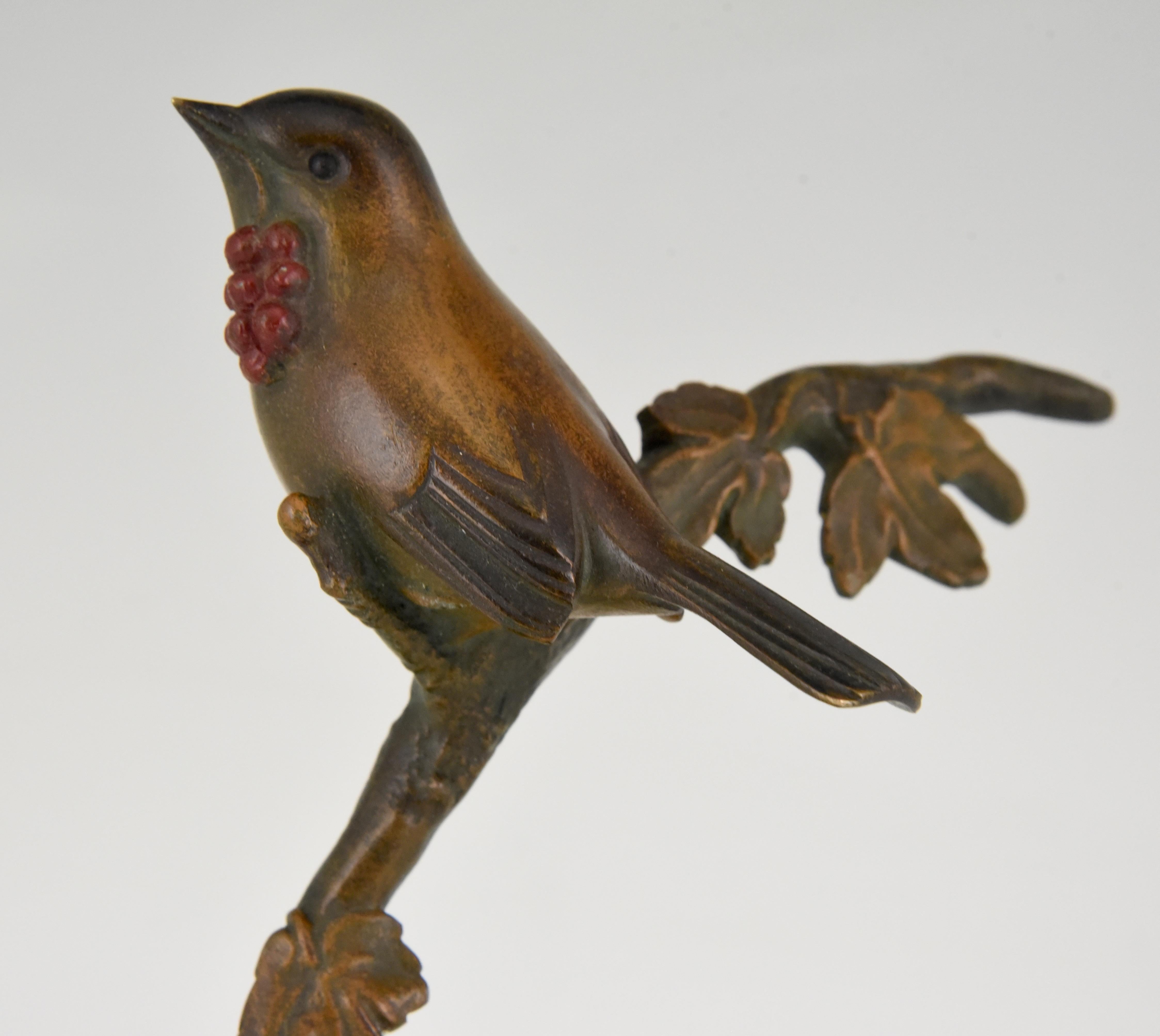Art Deco Bronze Sculpture Bird on a Branch, Irénée Rochard, 1930 3