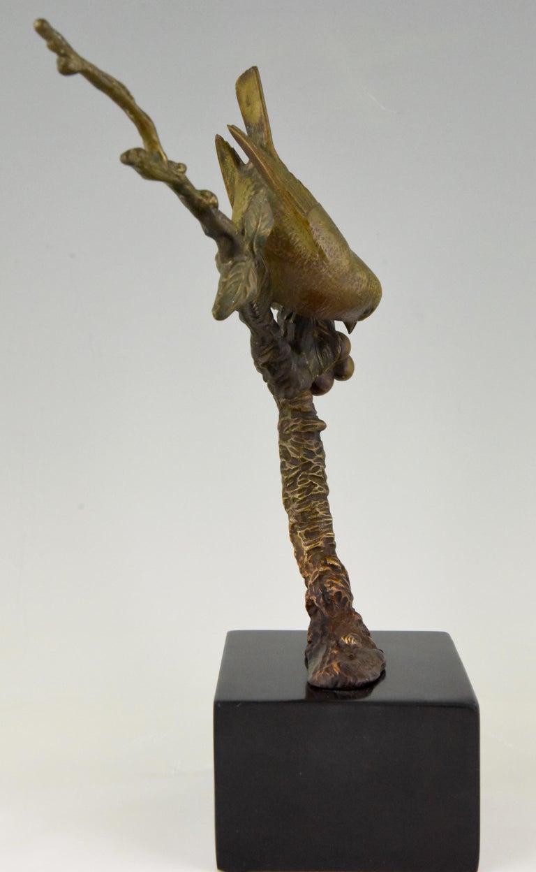 Art Deco Bronze Sculpture Bird on a Branch with Berries I . Rochard ...