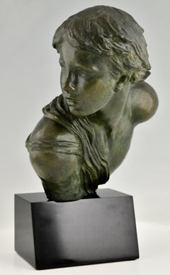 Art Deco Bronze Sculpture Bust of a Boy by Alexandre Kelety, France, 1930