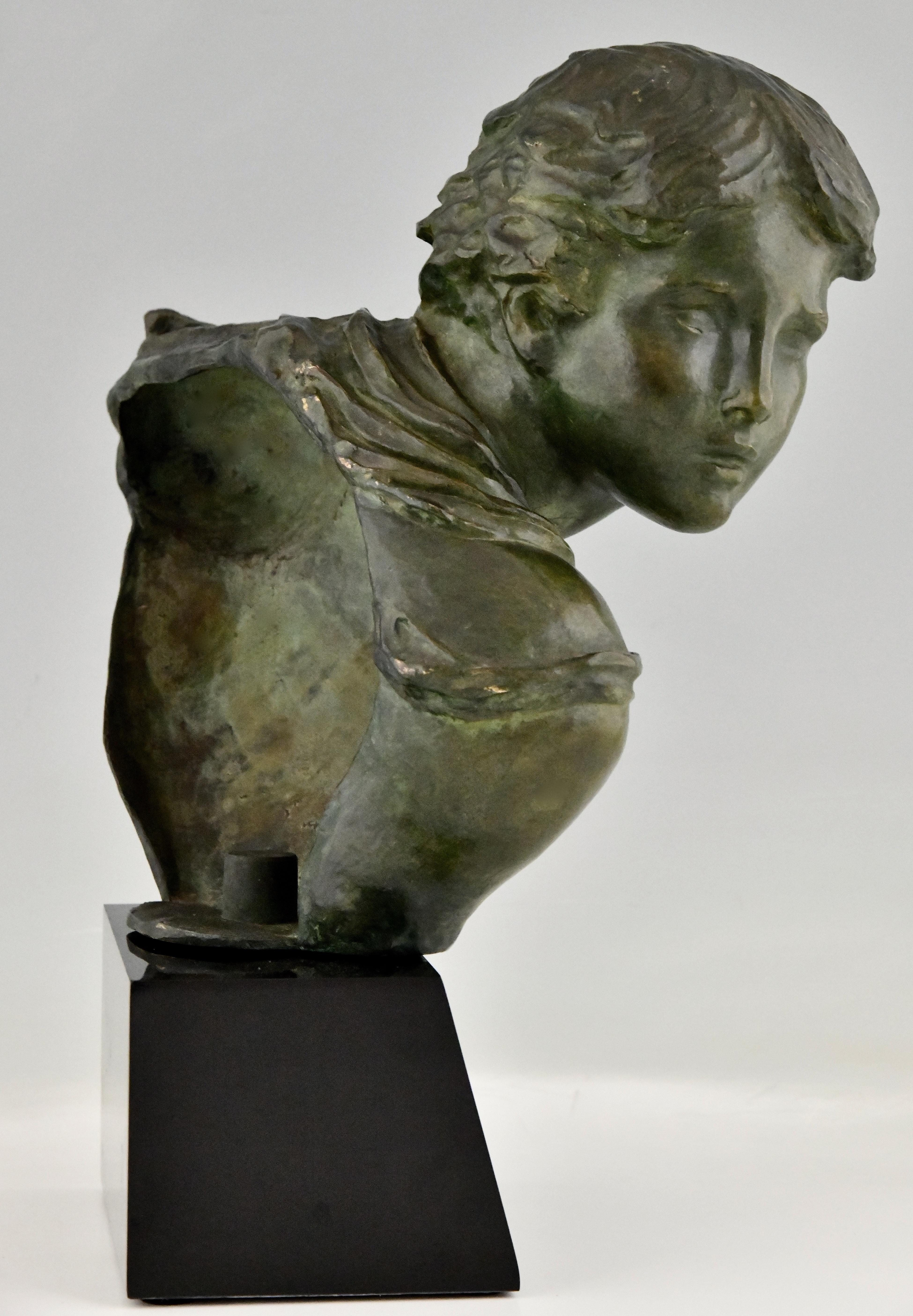 Art Deco Bronze Sculpture Bust of a Boy by Alexandre Kelety, France, 1930 In Good Condition In Antwerp, BE