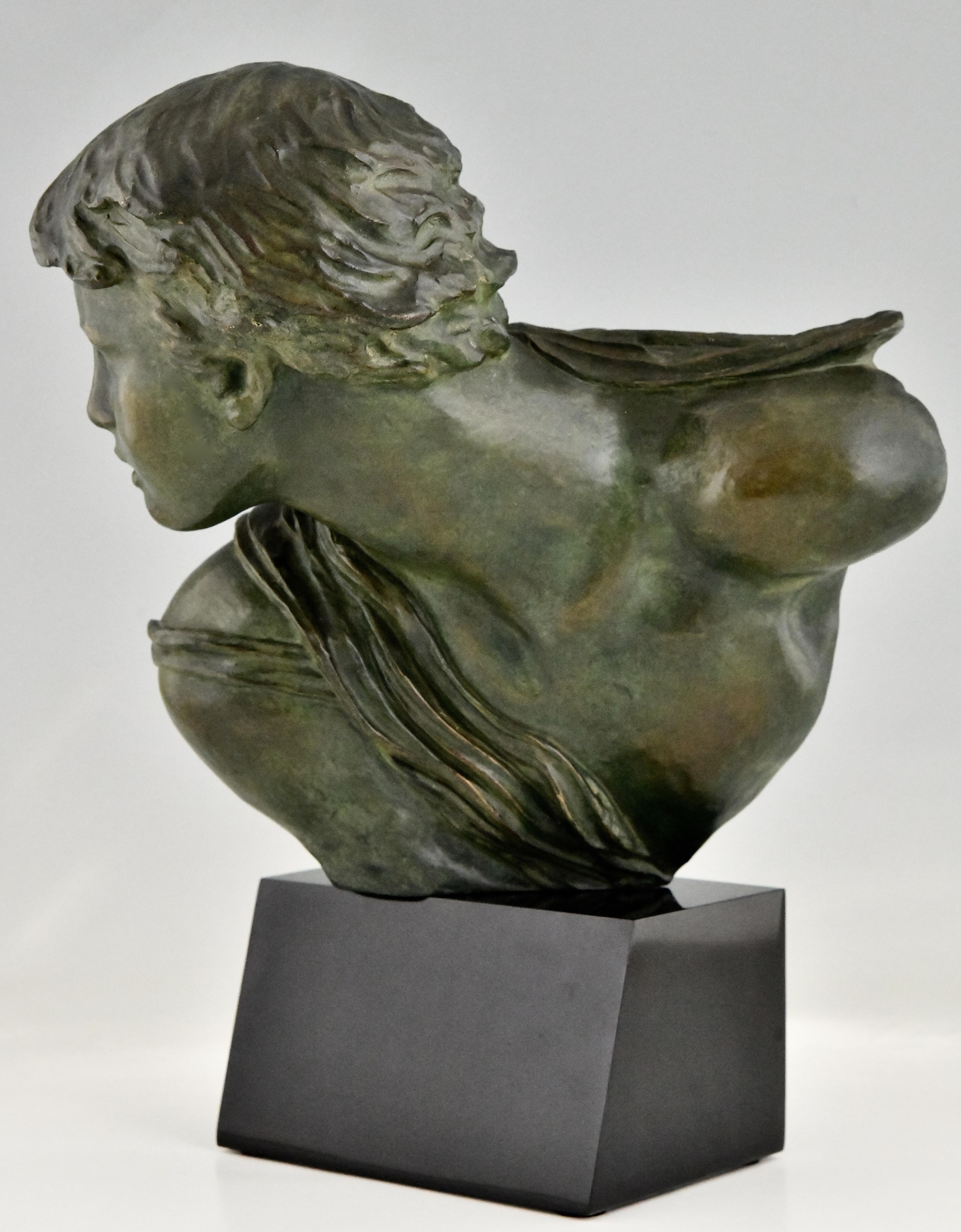 Art Deco Bronze Sculpture Bust of a Boy by Alexandre Kelety, France, 1930 2
