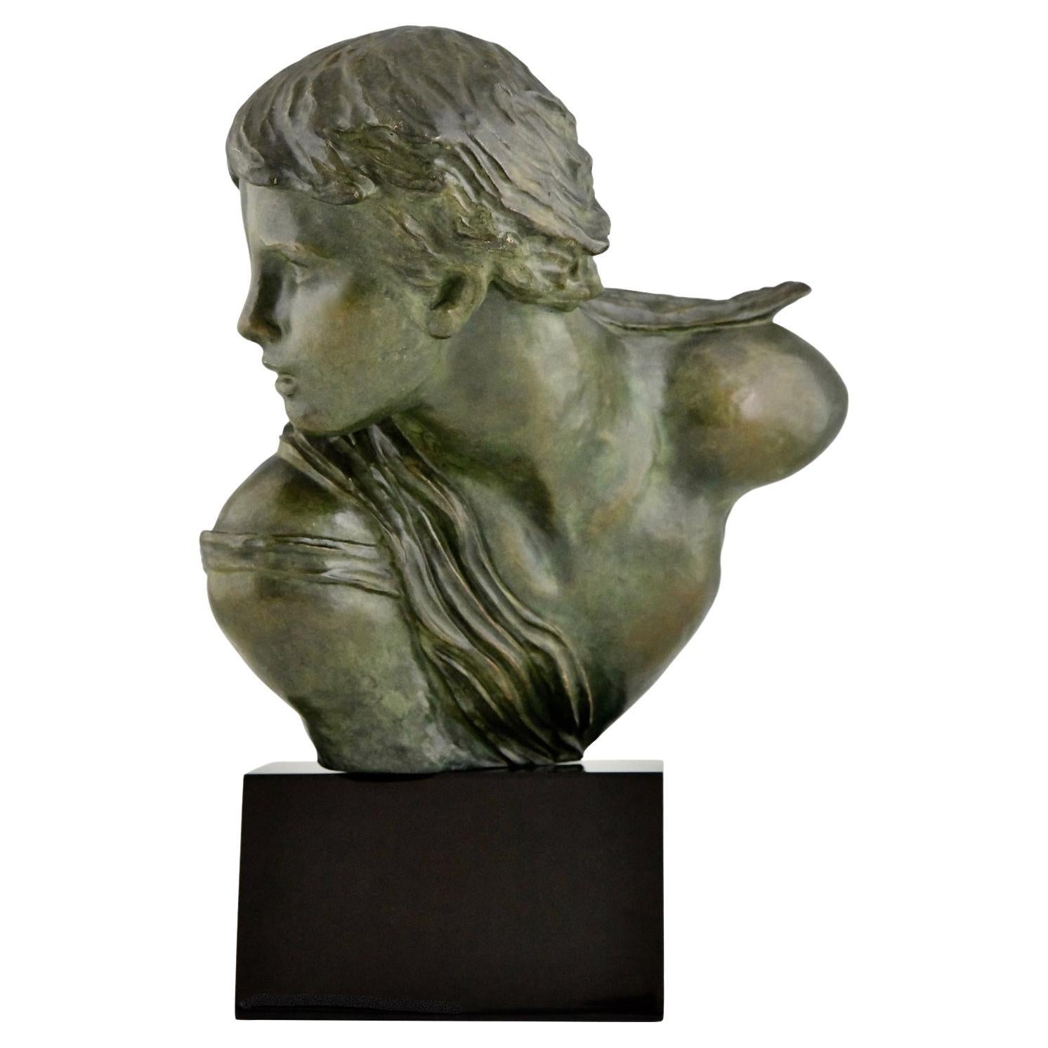 Art Deco Bronze Sculpture Bust of a Boy by Alexandre Kelety, France, 1930
