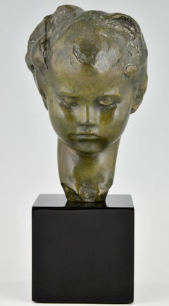 Buste d'une fille Amadeo Gennarelli en bronze Art Déco, 1920